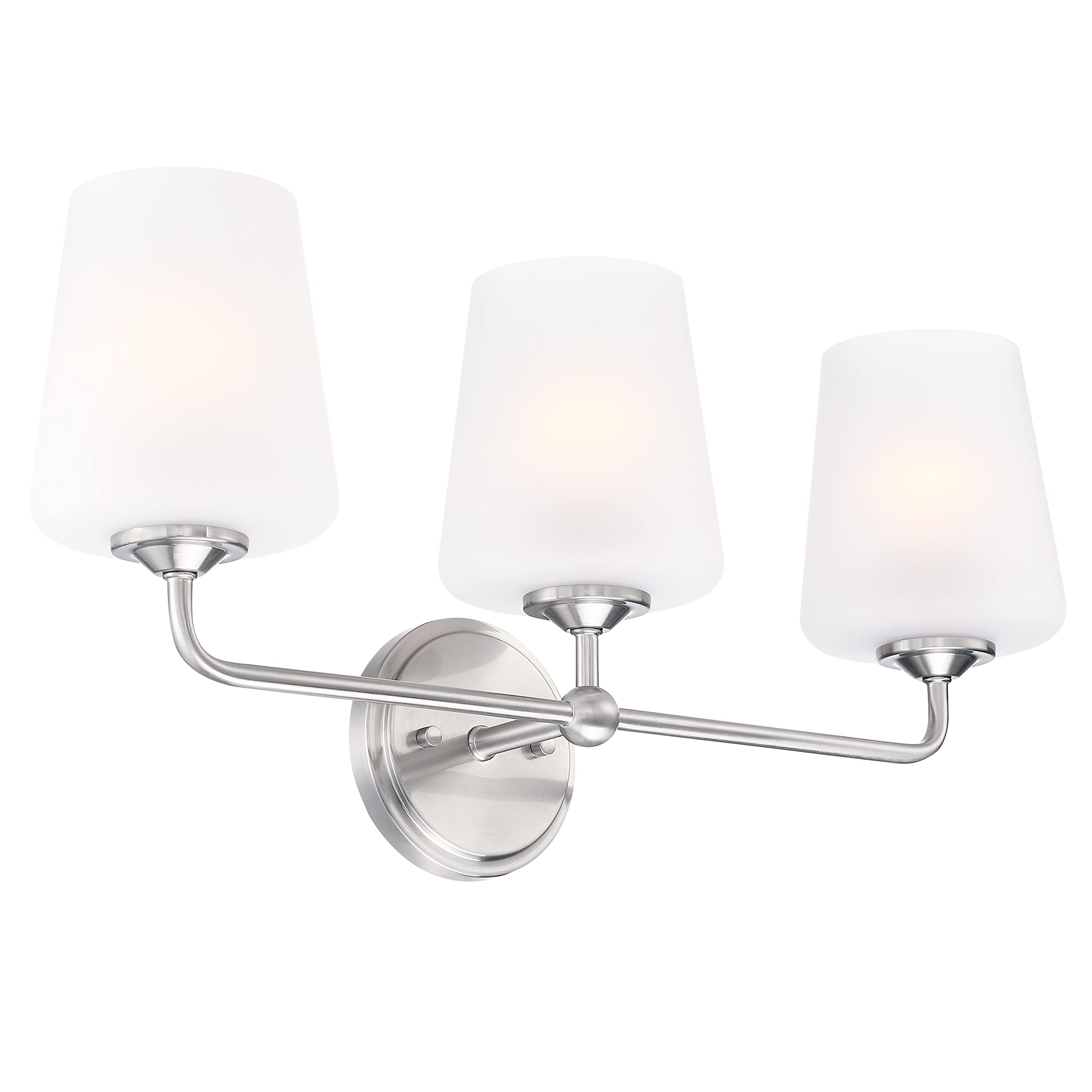 Design House Stasia Vanity Light, 3-Light, Frosted Glass, Dimmable, Satin Nickel, 23.8 in L x 6.7 in W x 11.0 in