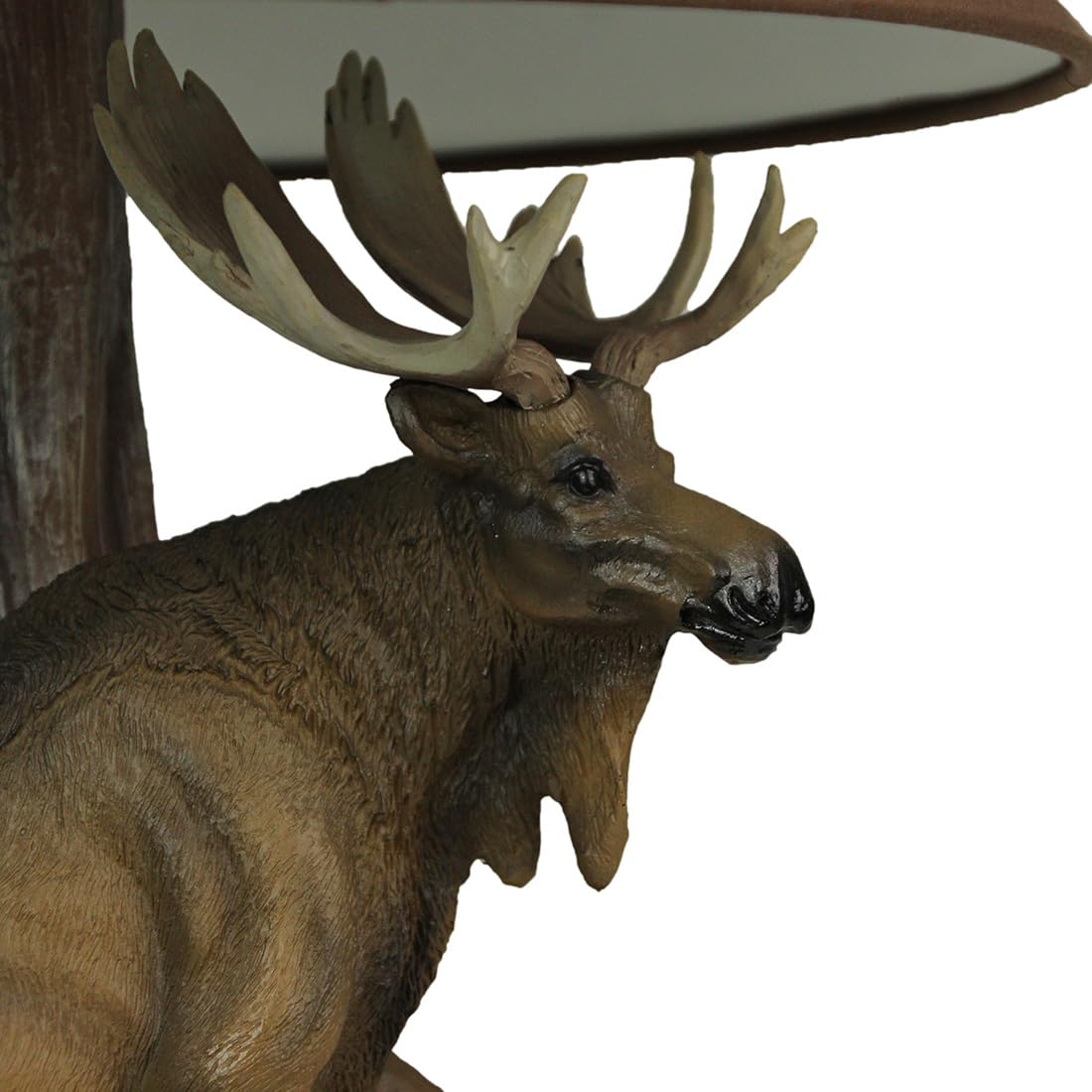 Zeckos Bull Moose Table Lamp - 20 Inch Tall, Brown, Resin, 12 Inch Diameter Forest Print Shade, Model HD30105, Wildlife Decor