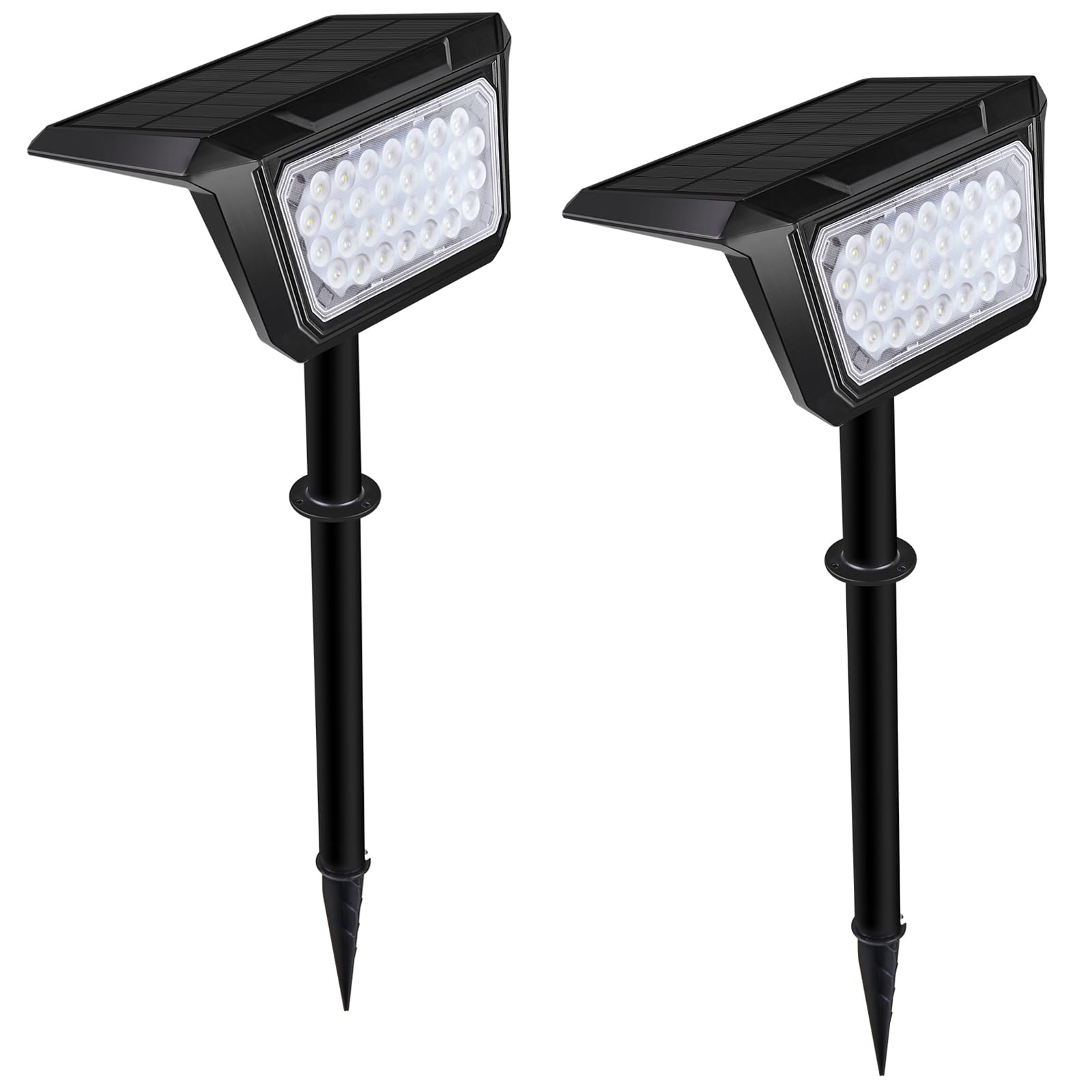 MOLEBIT Solar Spotlights Outdoor LED Landscape Lights, Adjustable, Waterproof, 2-Pack, Black, Model DSL09