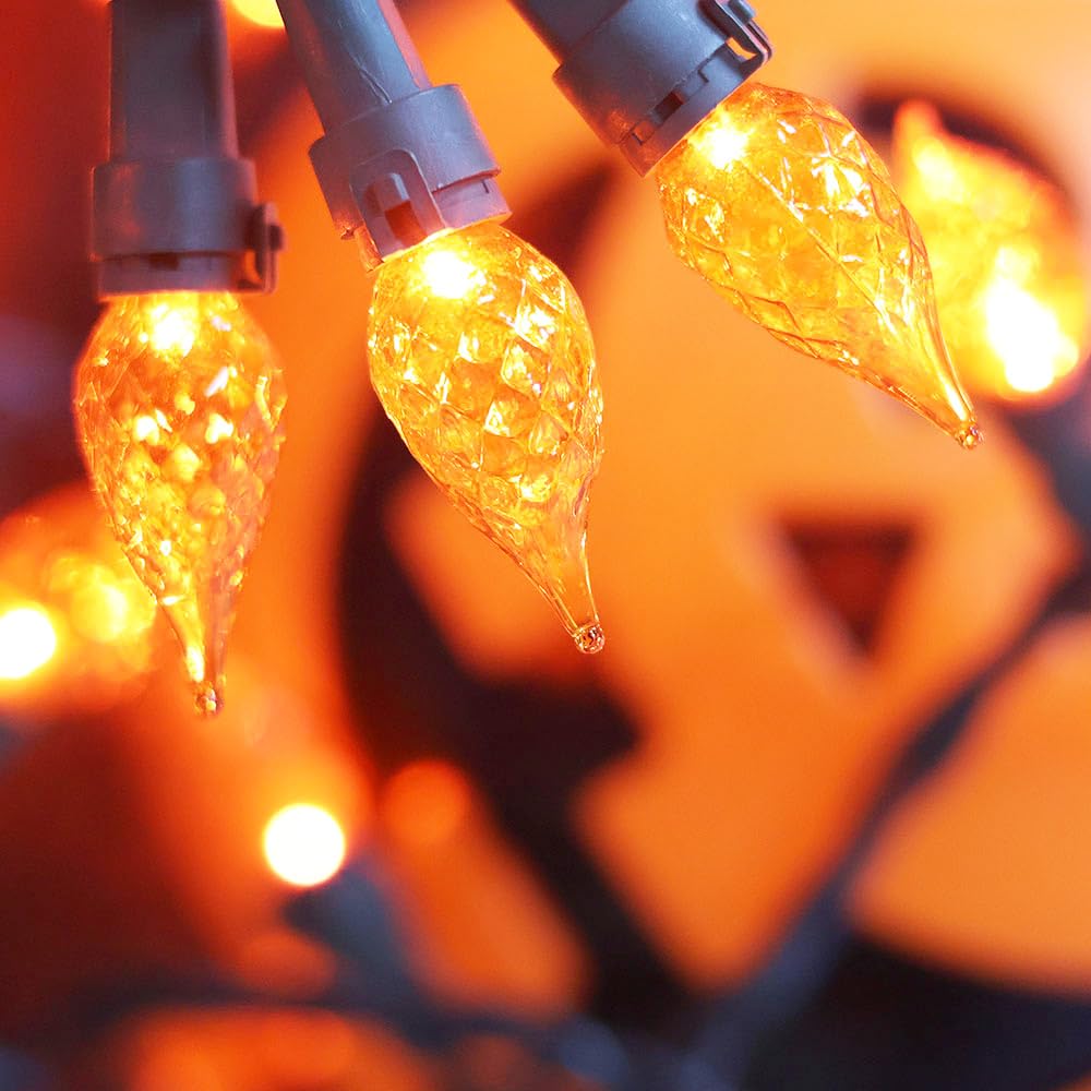 Solduce Orange Lights Halloween Lights 70 LED C5 Glass Connectable Christmas Lights for Indoor and Outdoor use, Plug -in String