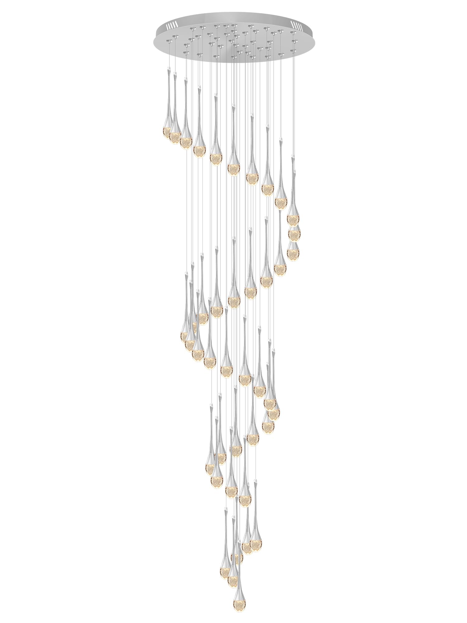 ykolupty Silver Crystal Chandelier - 42-Lights, Large 197" Pendant for High Ceilings, Entryway, Living Room, Foyer, Staircase