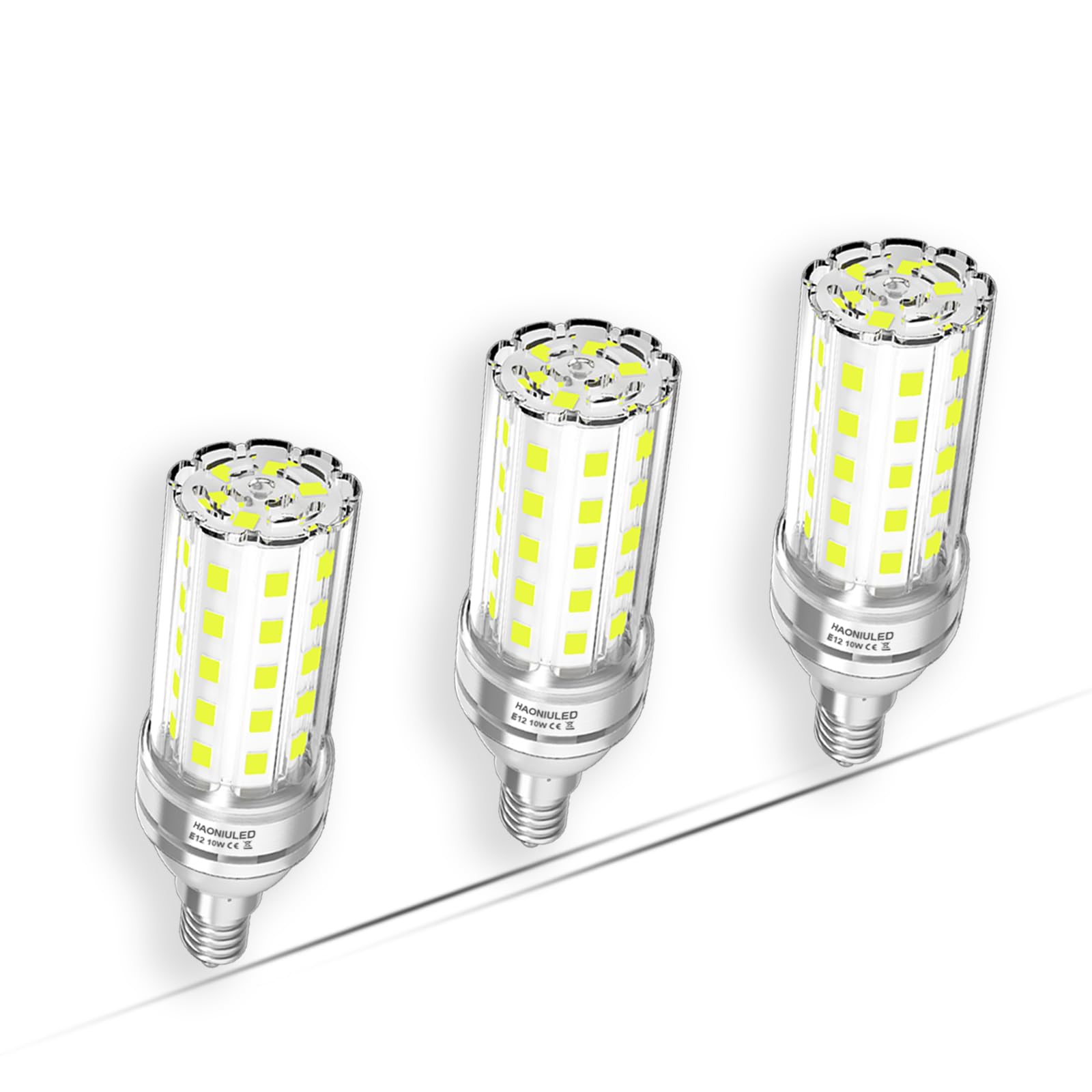 Haoniuled E12 Led Bulb, 10W Led Corn Light Bulbs,100-Watt Light Bulbs Equivalent, 6500K Cool Daylight White Chandelier Bulbs, 11
