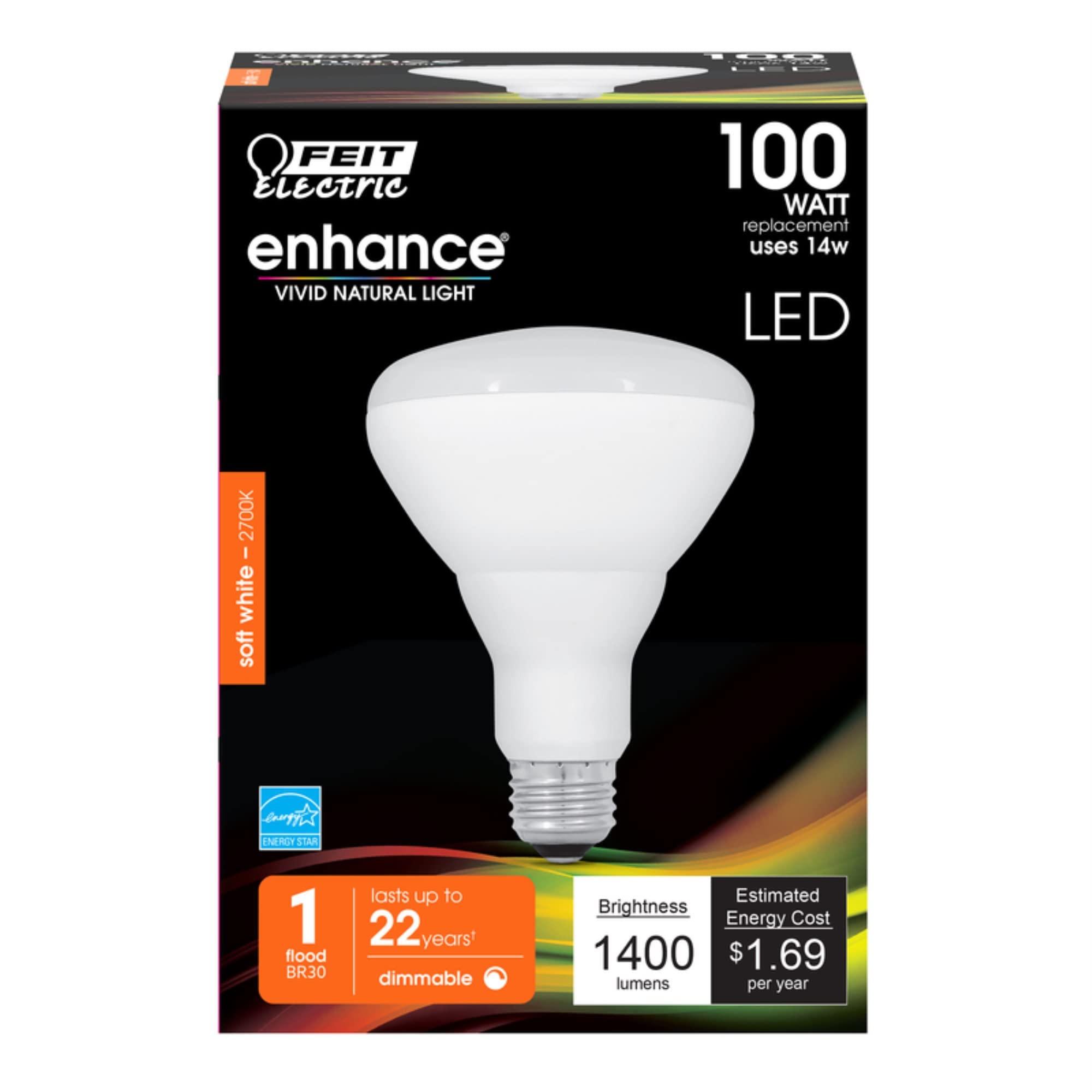 Feit Electric BR30 LED Bulb Soft White 100W Equivalent One Size Model BR30DM1400927CA