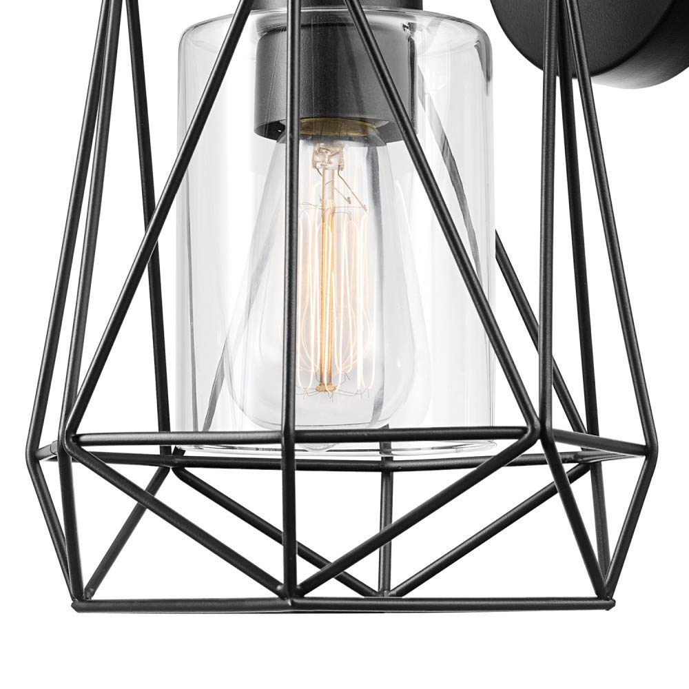 Globe Electric 44300 1-Light Outdoor/Indoor Wall Sconce, Black, Metal, 11.9 Inches, Clear Glass Shade