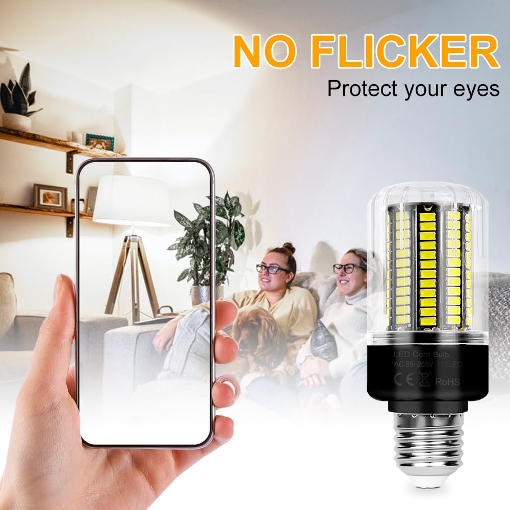 6Pack 25W Led Corn Light Bulbs 250W Equivalent Super Bright 3146Lumen E26/E27 Base Ceiling Fan Bulb 85-265V Indoor Energy Saving