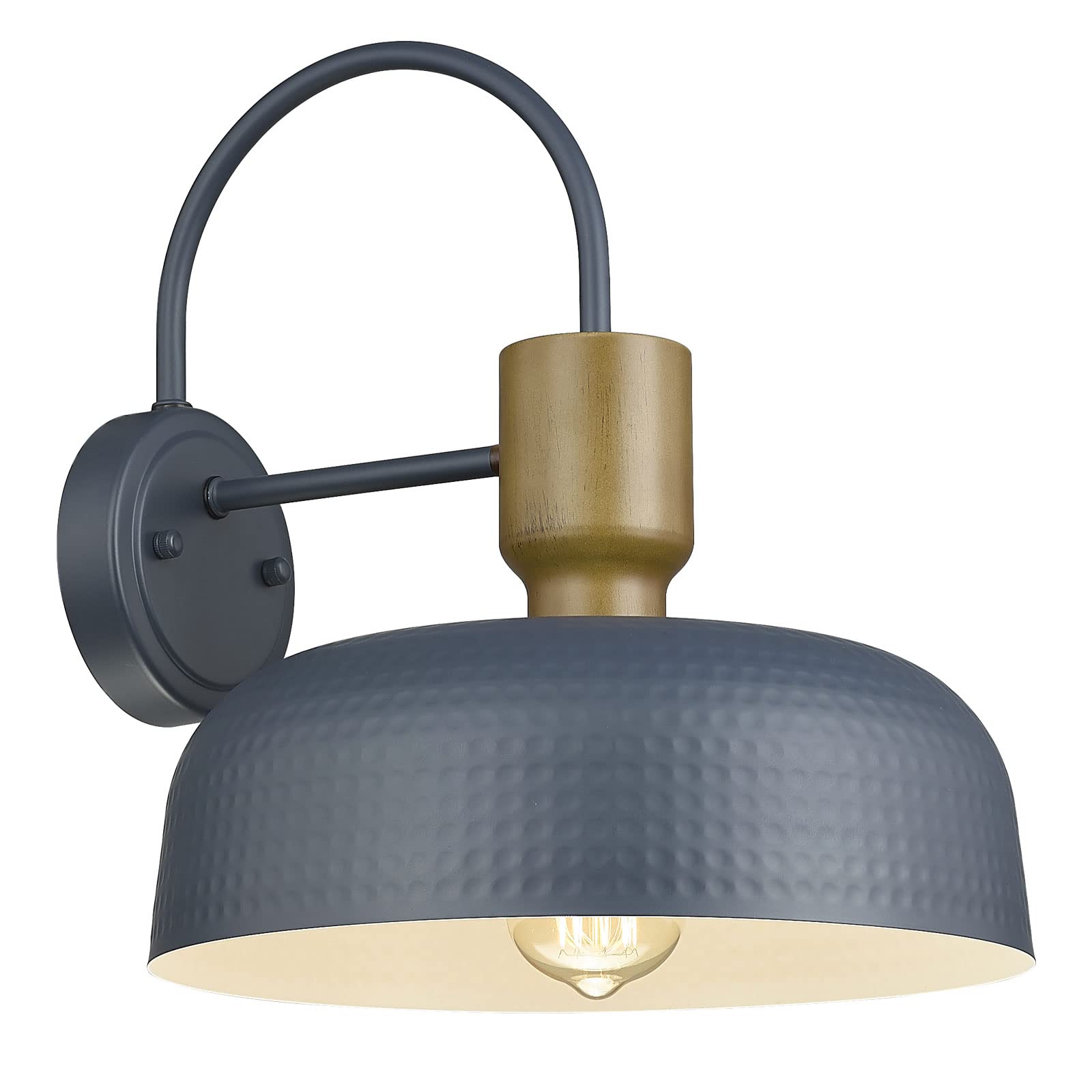 Luminzone Blue Gooseneck Barn Light - Vintage Industrial Wall Lantern For Porch & Garage