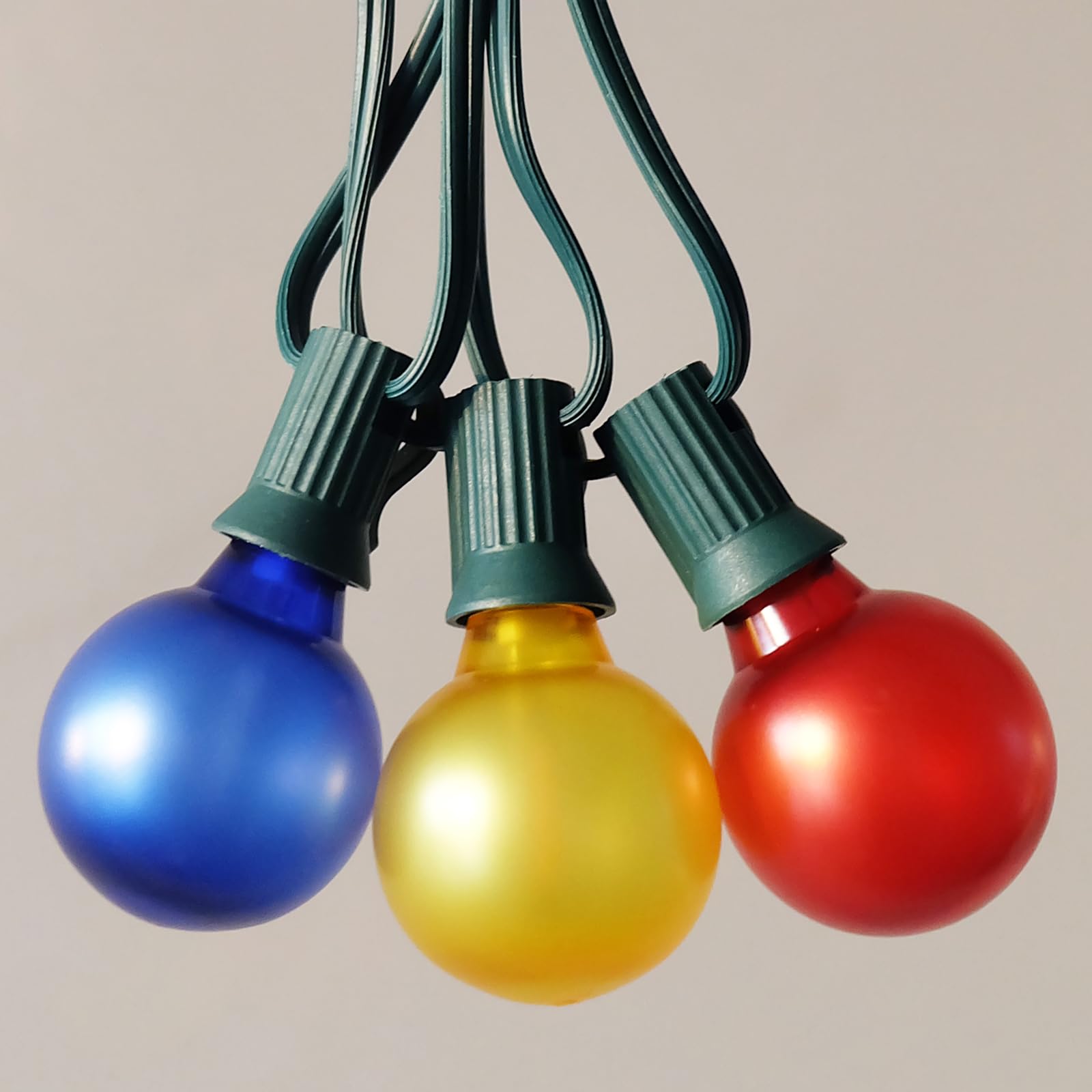 SUNSGNE G40 LED Vintage Christmas Lights, 50FT Frosted Multicolor Globe String Lights for Outdoor Patio & Backyard Decorations