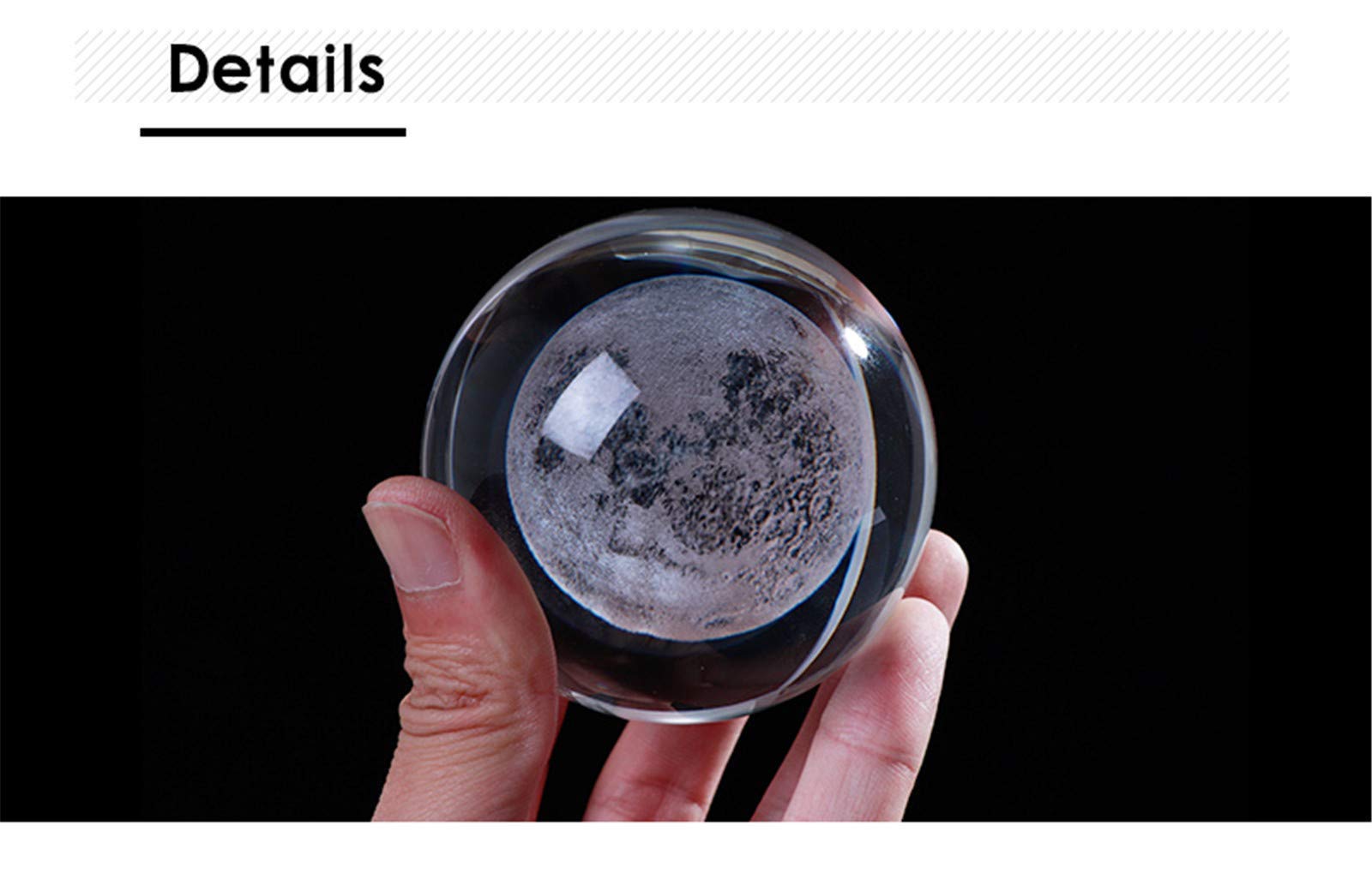 Qianwei 3D Moon Model Crystal Ball Led Lamp Base - Space Decor World Globe Planets Sphere Night Light 80mm 3.15 Inch - Solar Sys