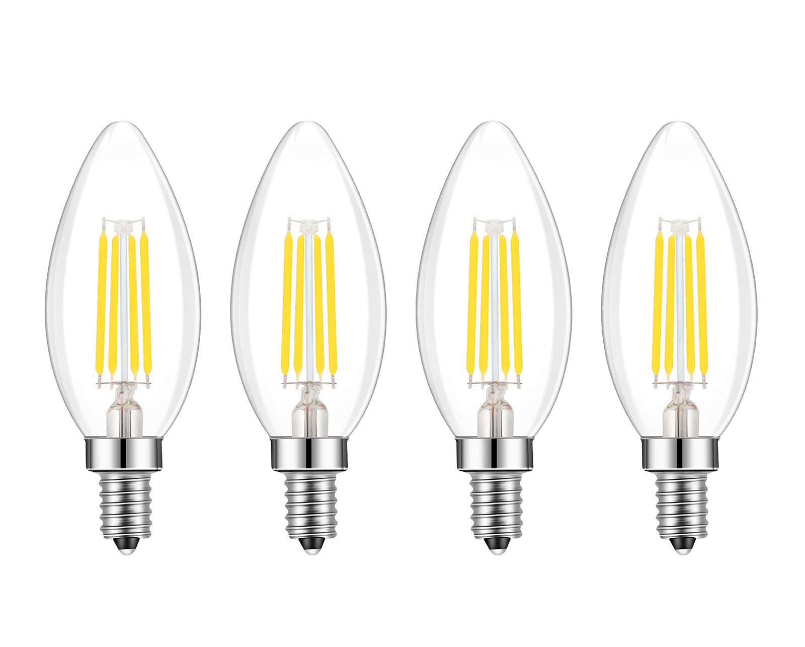 Lamsky E14 Led Filament Bulb, 4W Daylight 6000K, Vintage C35, 4-Pack
