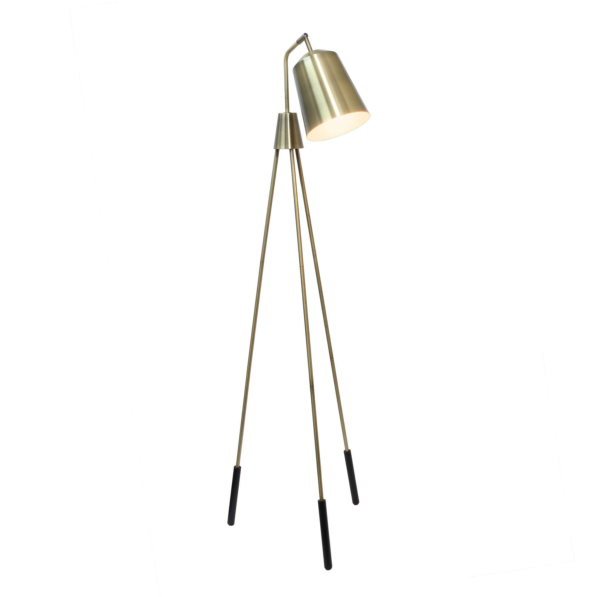 LALIA HOME Industrial Tripod Floor Lamp, 1 Light, Metal, Antique Brass, 26inL x 20inW x 65inH, Model LHF-5016-AB