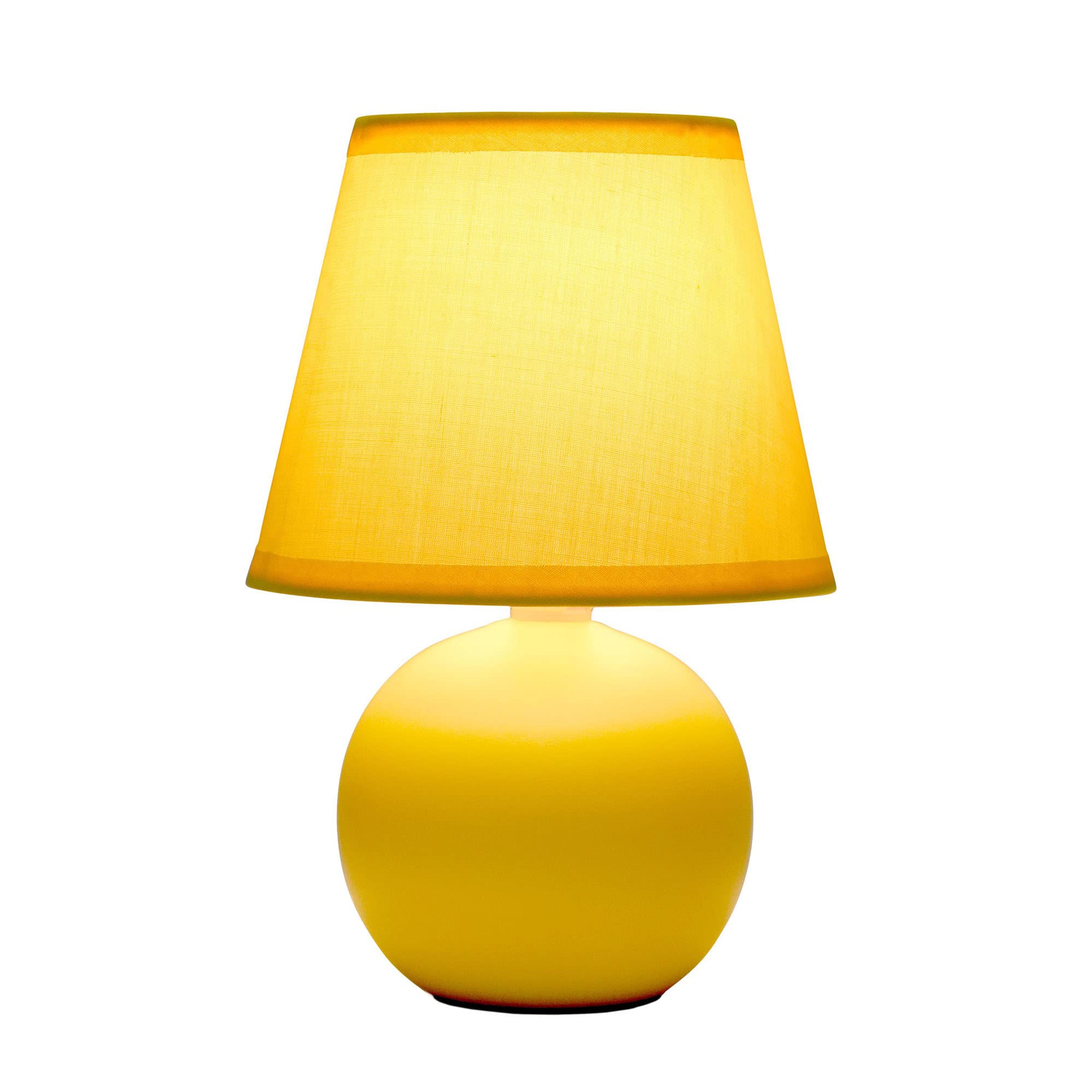 Creekwood Home Yellow Ceramic Orb Base Bedside Table Desk Lamp With Drum Shade 8.66&quot;