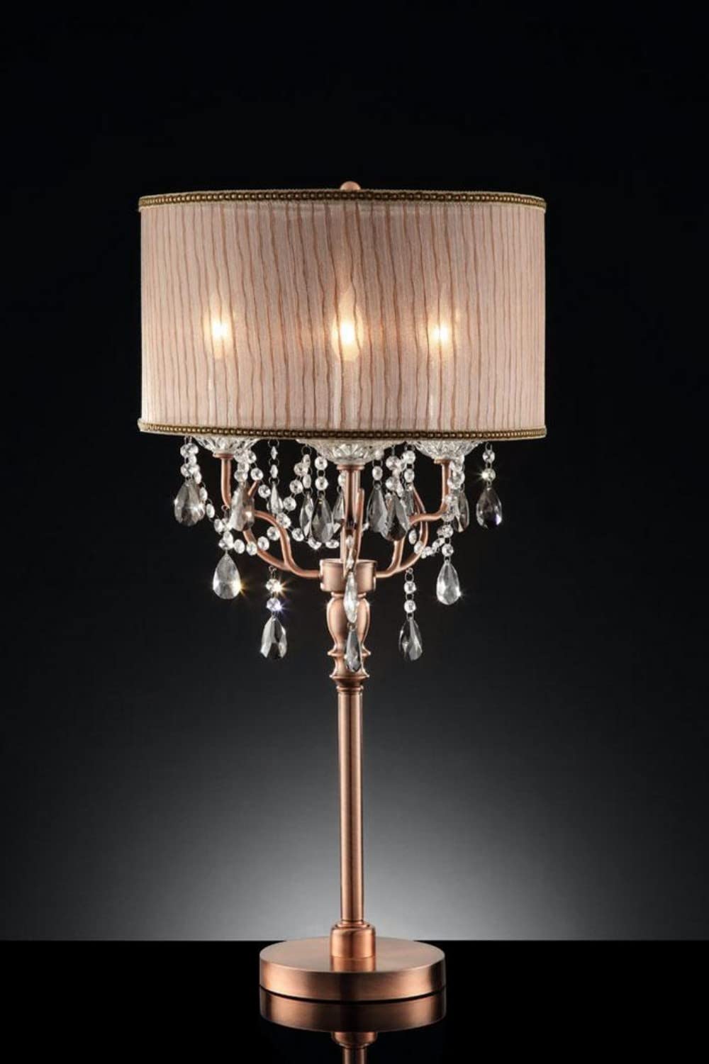 HomeRoots Silver and Pink Faux Crystal Accent Table Lamp