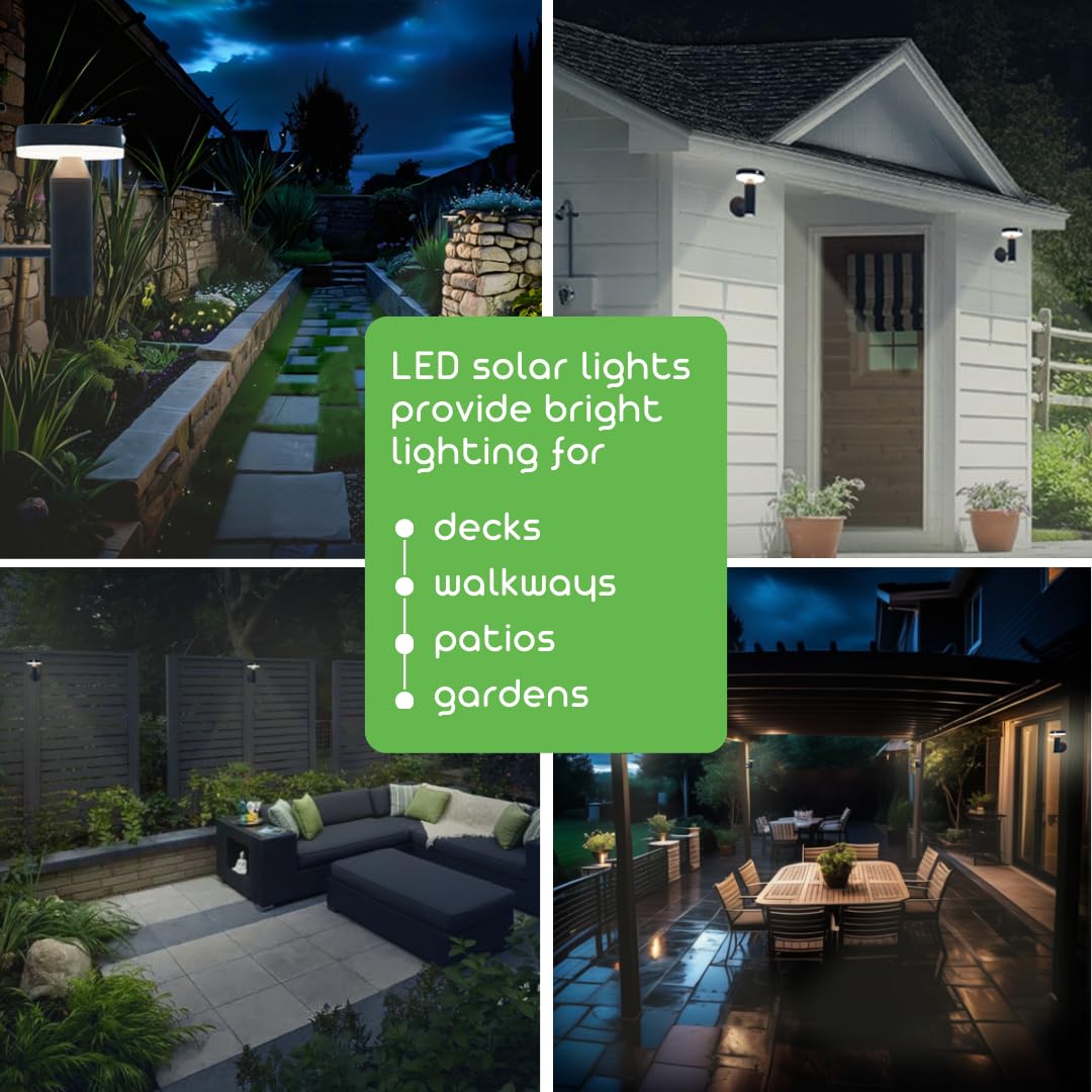 Verluce - Round Solar Wall Lights - Solar Powered Wall Lamps - Led Lights - Pir Sensor & Two Lighting Modes - Rechargeable Battery - 3000K  1.3W Solar Panel & 3.7V - Ip44 Weather Resistant - 2 Pack