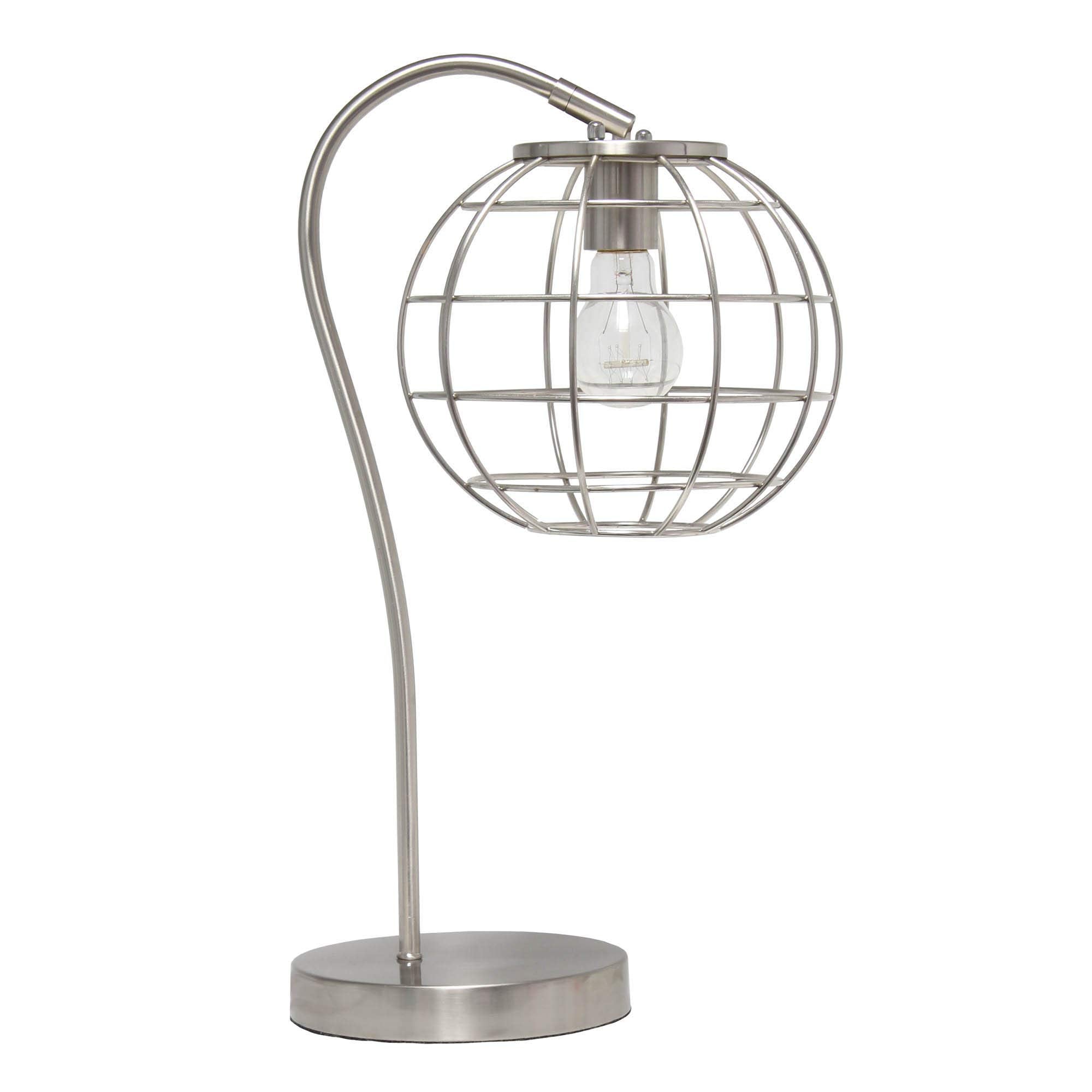 LALIA HOME Arched Metal Cage Table Lamp, Brushed Nickel, 20inH x 11inW x 9inL, Model LHT-5061