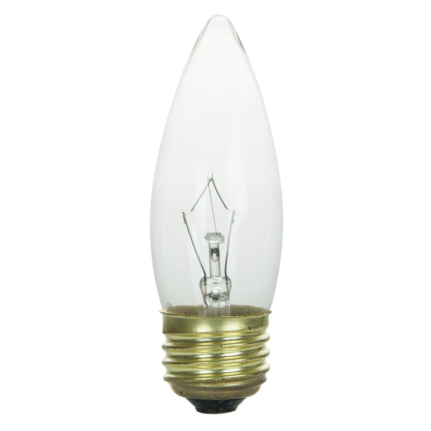 Sunlite 25ETC/32/12PK 25W Incandescent Torpedo Tip Chandelier with Crystal Clear Light Bulb and Medium E26 Base (12 Pack)
