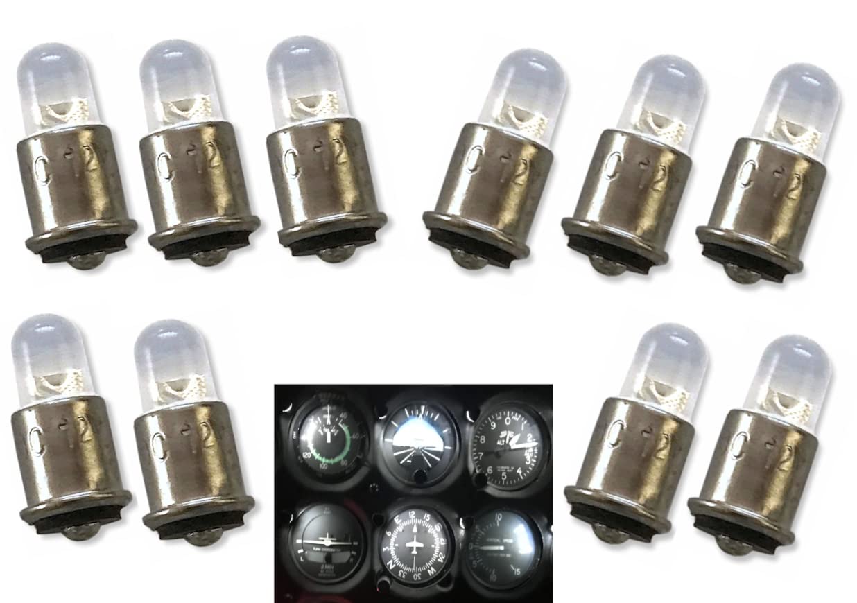 Aero-Lites LED Replacement Bulb | 28V DC | Midget Flanged Base | Model AL-327 | 10-Pack Bright White