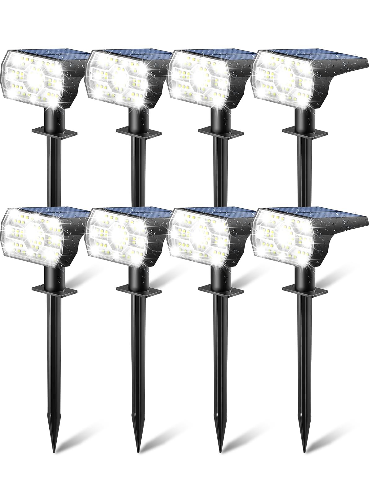 Kaxiida Solar Powered Spot Lights, 56LED, IP68 Waterproof, Dusk to Dawn, 8 Pack, White, Model CPD-23