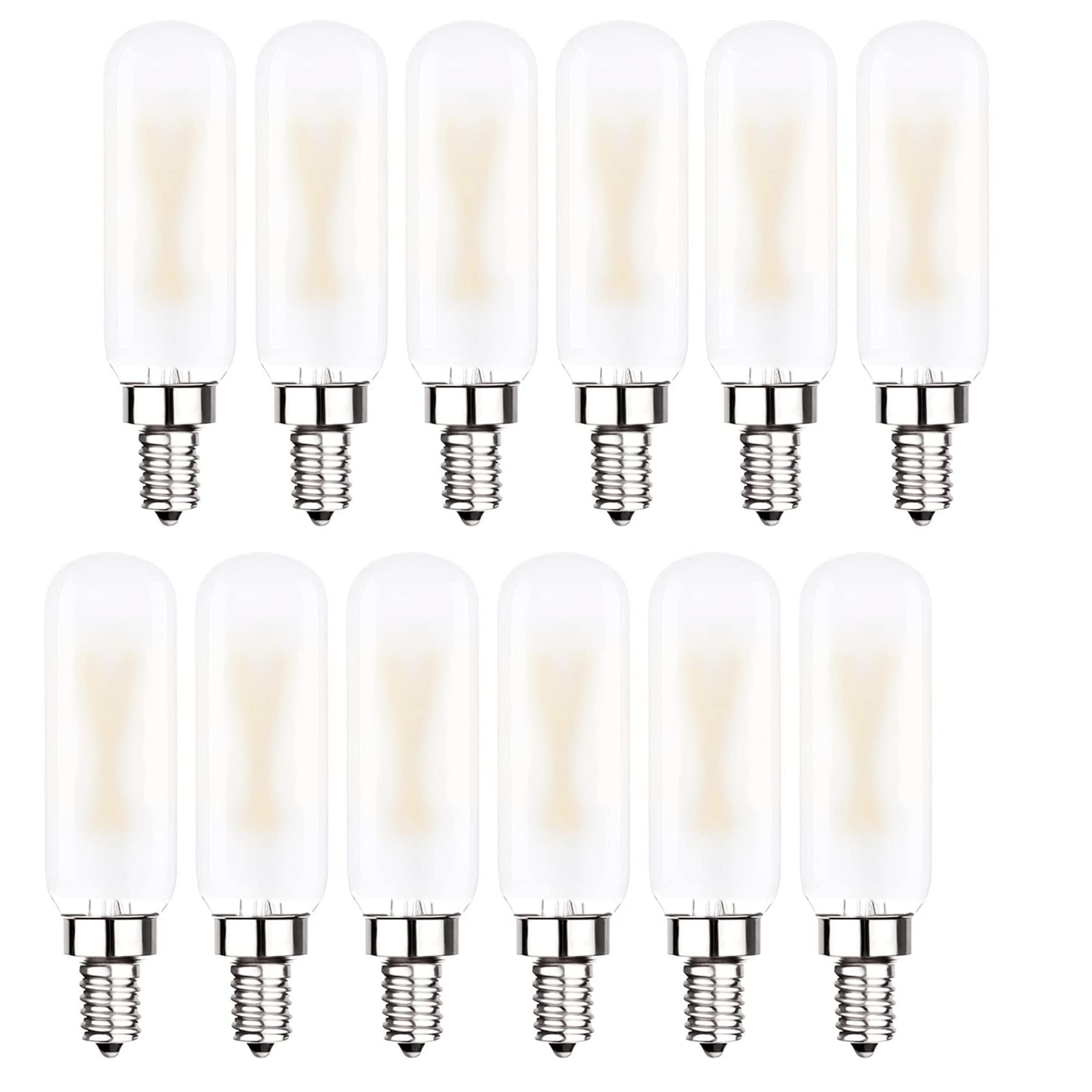 Sunaiony Dimmable T6 LED Bulb 25W E12 Edison Light Bulbs Soft White 3000K, 12 Pack, Frosted Glass