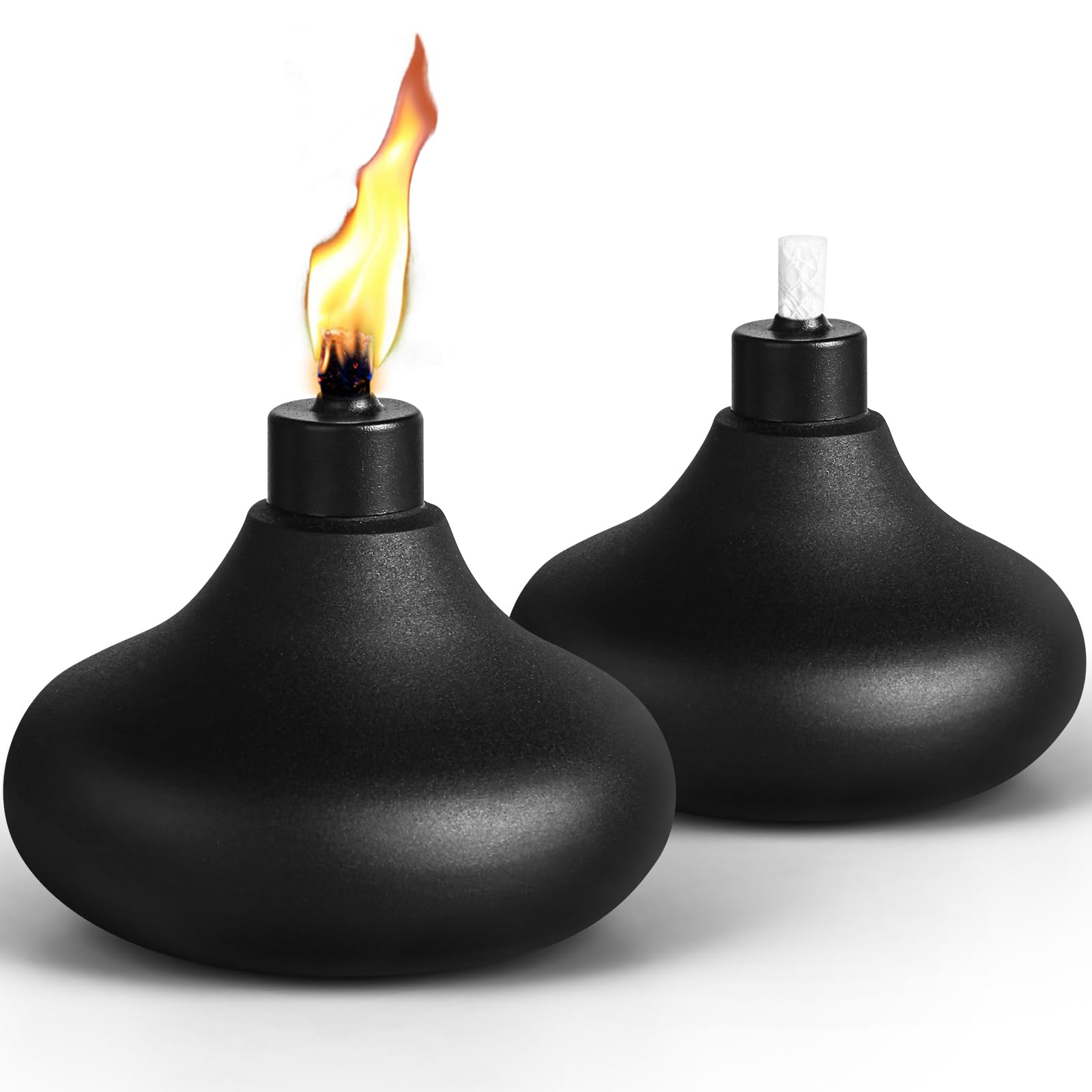 FAN-Torches Metal Table Top Torches, 24.5oz Citronella, 2 Pack, Black, Model JYW-ZM-02