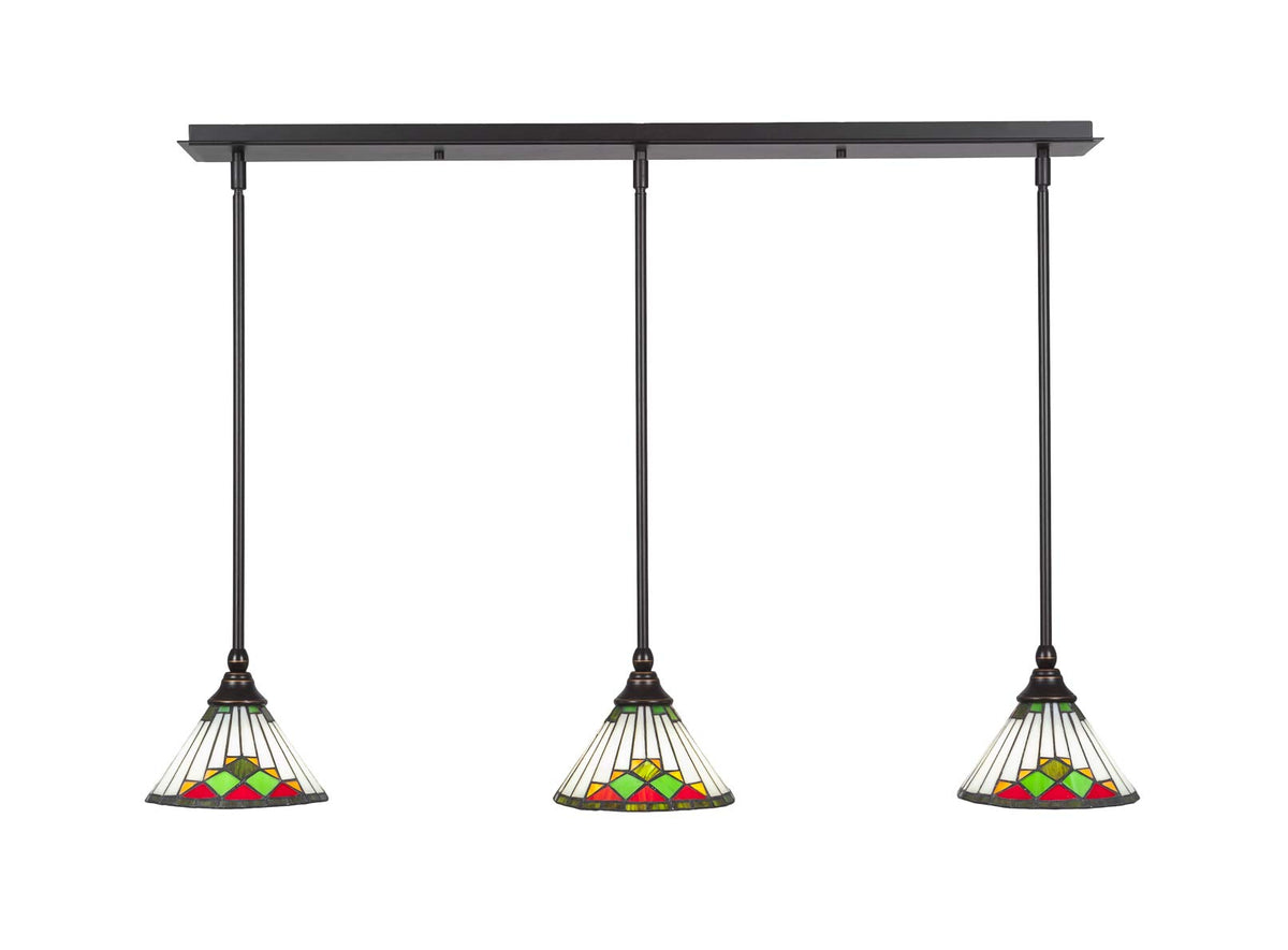 Toltec Lighting 3 Light Linear Pendalier In Dark Granite (36-Dg-9375)