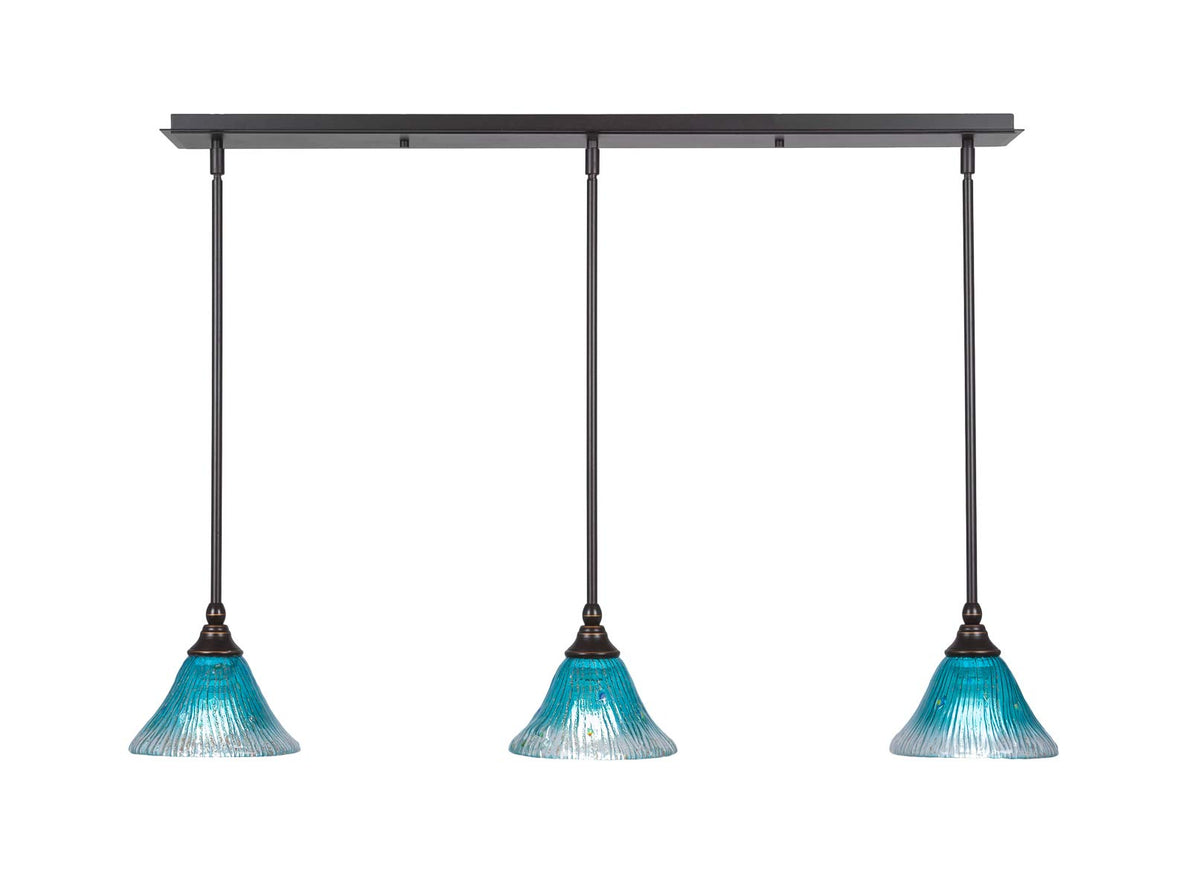 Toltec Lighting 3 Light Linear Pendalier In Dark Granite (36-Dg-458)