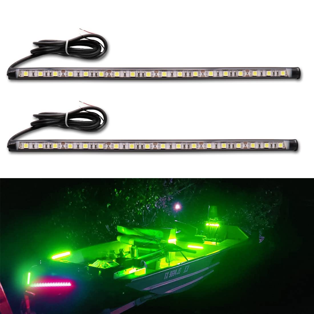 Botepon LED Navigation Lights for Boats, IP67 Waterproof, Red and Green Bow Lights, Model 2718339, Perfect for Night Fishing and Deck Use