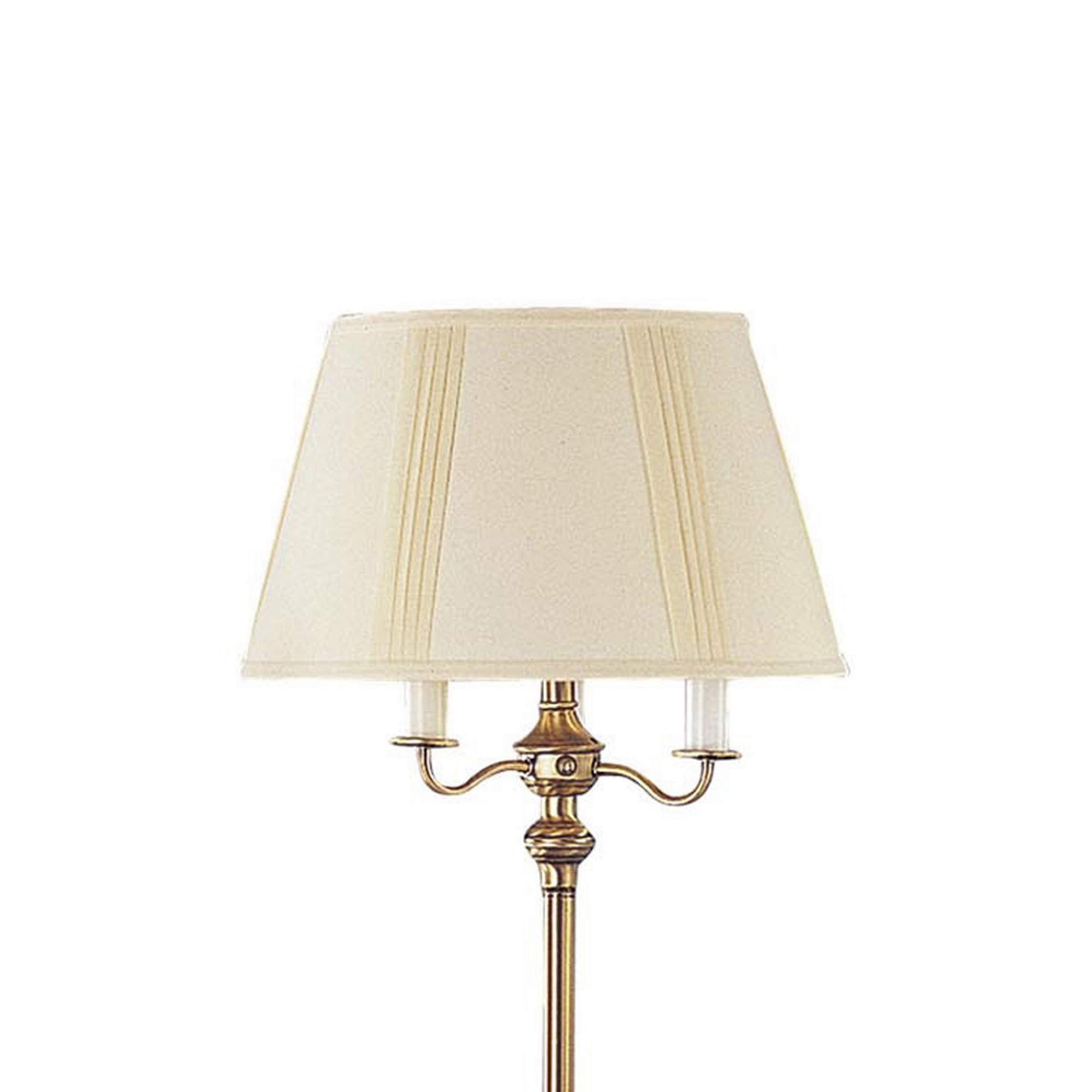 Benzara 150W 6 Way Metal Floor Lamp with Fabric Tapered Shade, Gold, Model BM220863