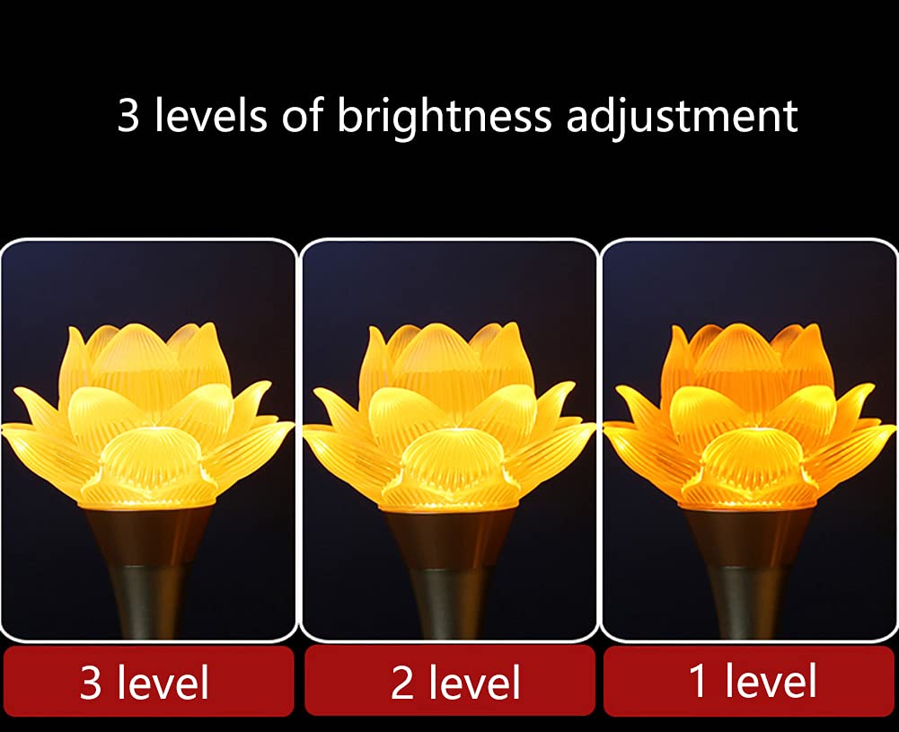 Omeet 1Pair - Led Glazed Lotus Buddhist Lamp, Light Offering Before Buddha, Usb Rechargeable Lotus Light, Temple Decoration & Fa