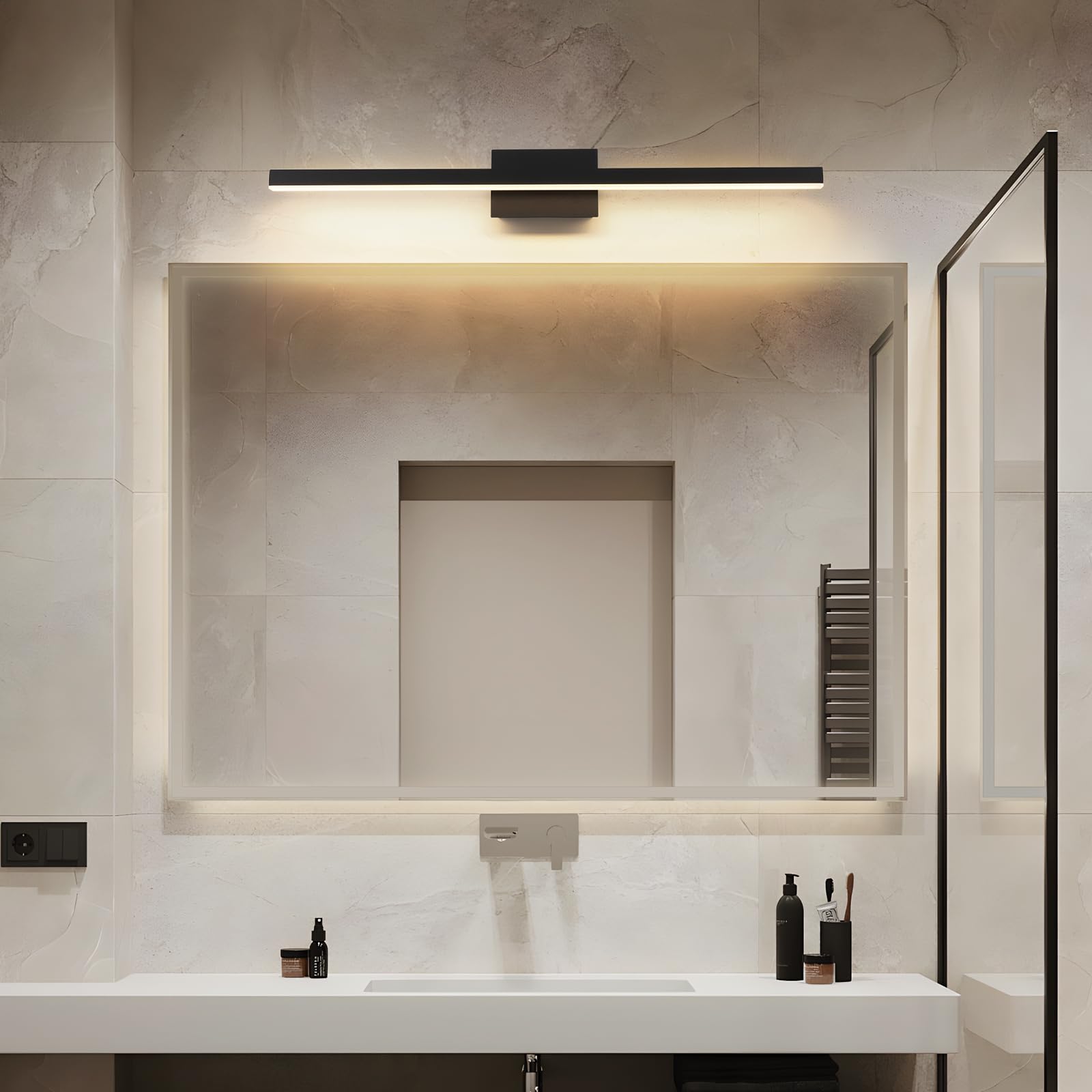 Joossnwell Bathroom Vanity Light Black Dimmable 39.37 Inch Acrylic LED Fixture Model 7560-18W-SN-5CCT
