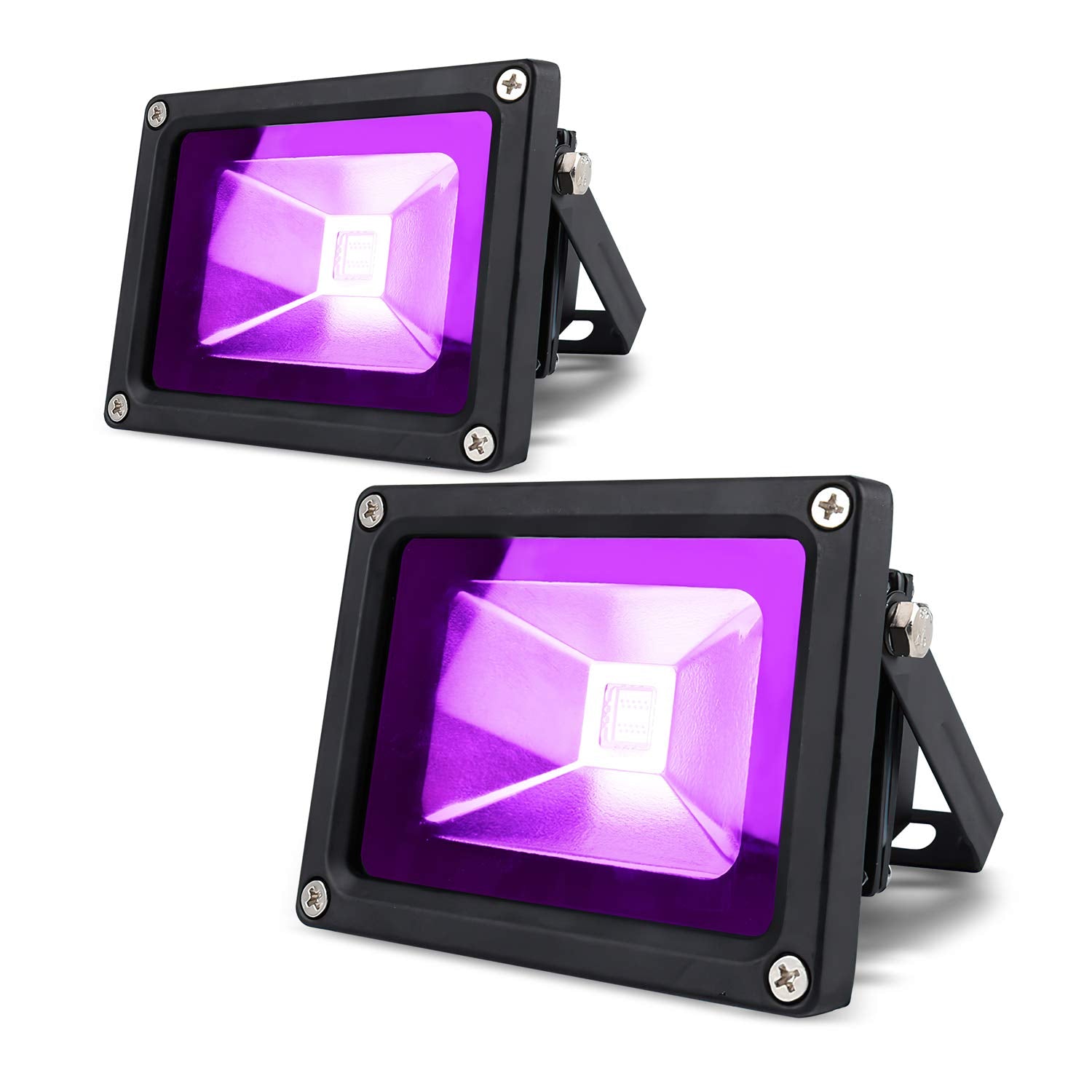 LANFU LED Black Light Flood Light, 10W, IP65, 2 Pack, Black, for Parties, Neon Glow, Aquarium, Night Clubs