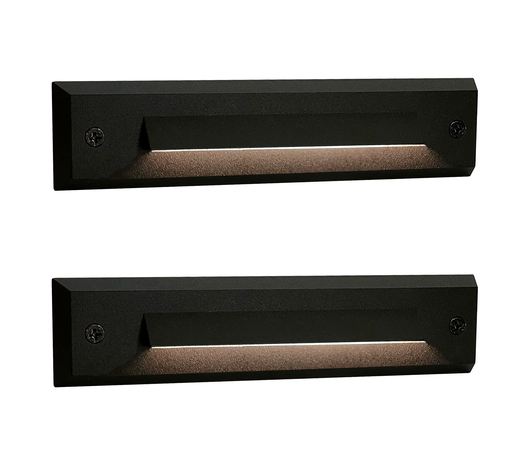 GKOLED 2-Pack Low Voltage 9-15V AC/DC LED Linear Step Lights, 2W Landscape Cutoff Stair Riser Light, Outdoor Waterproof Accent L