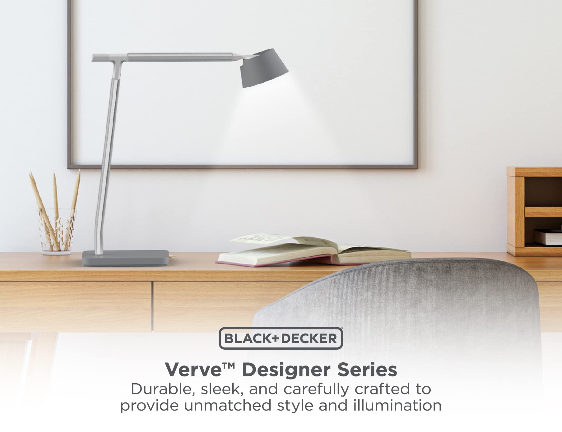 Black+Decker Verve Designer Desk Lamp With Qi Wireless Charger, True White Led + 16M Rgb Colors