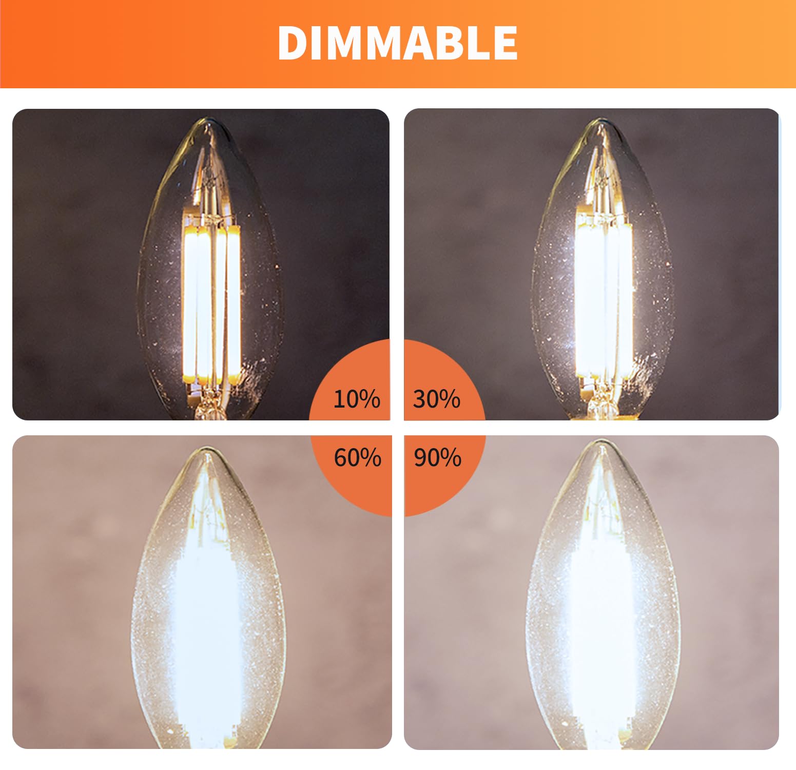 Alampever E12 Candelabra Bulb 40W Equivalent B10 Chandelier Light Bulbs, Dimmable 5000K Daylight, 4W, 450Lm, Cri90, 6Pack