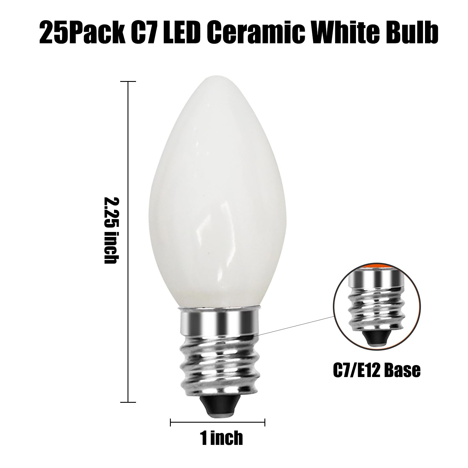 Doratale C7 Christmas Replacement Bulbs, Opaque White Led Night Light For Window Candles & Chandeliers Replacement Bulb, Low Wat