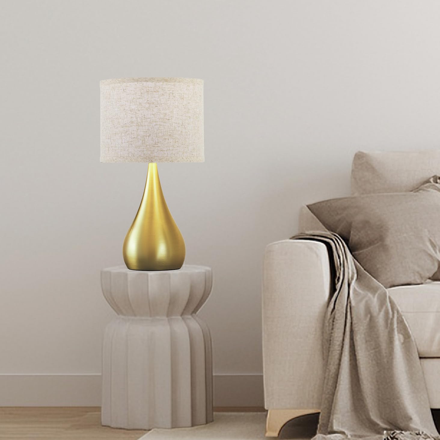 Leasgy Modern 18.1'' Touch Lamps Set of 2, 3-Way Dimmable, Gold Metal, Heavy Iron Base, Bulb Included, Model 2T-810