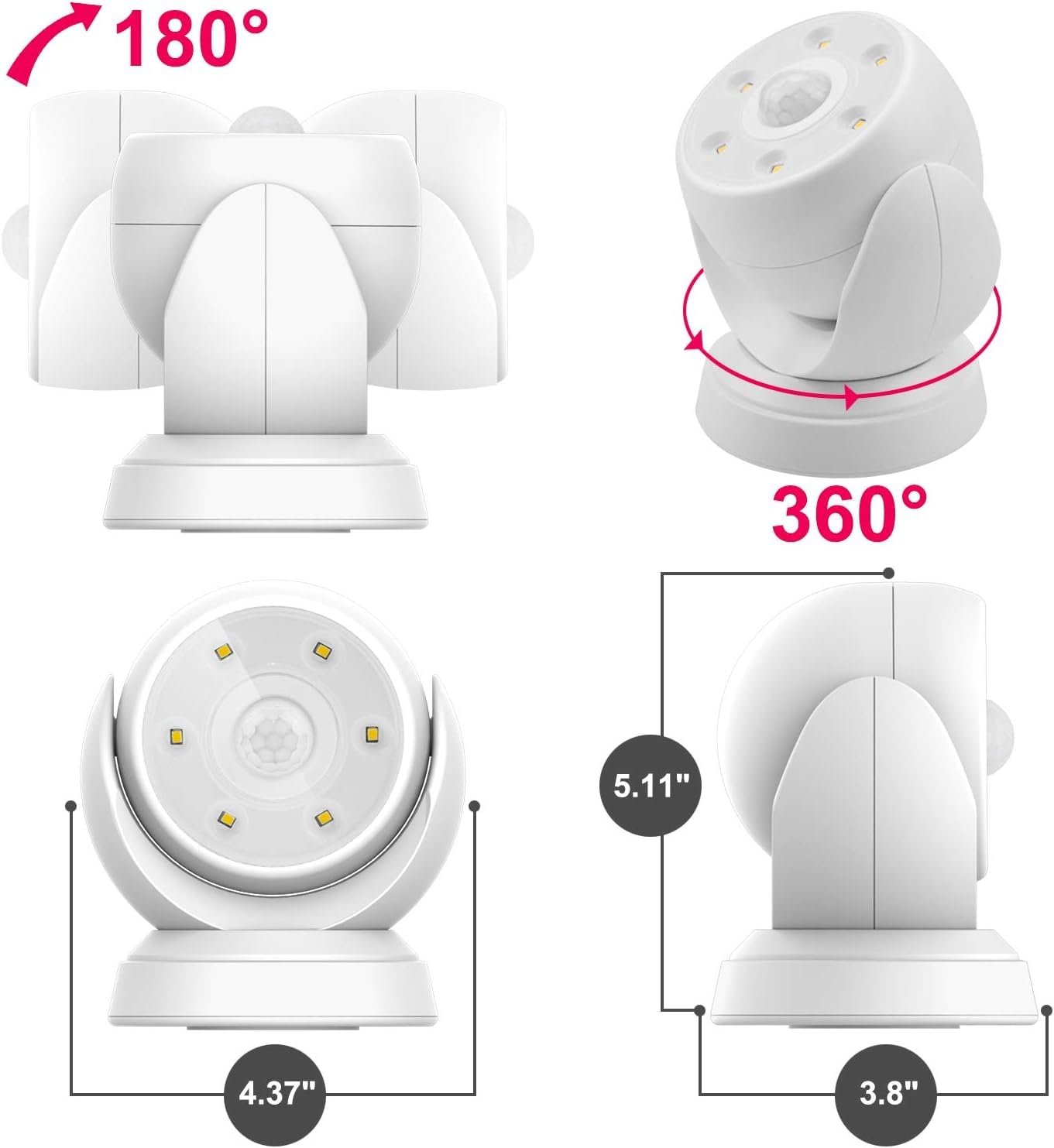 BIGLIGHT Battery Operated Motion Sensor Spotlight, 200 Lumens, Large, White, Model B1005M-W UK, Waterproof Indoor Outdoor Security Light