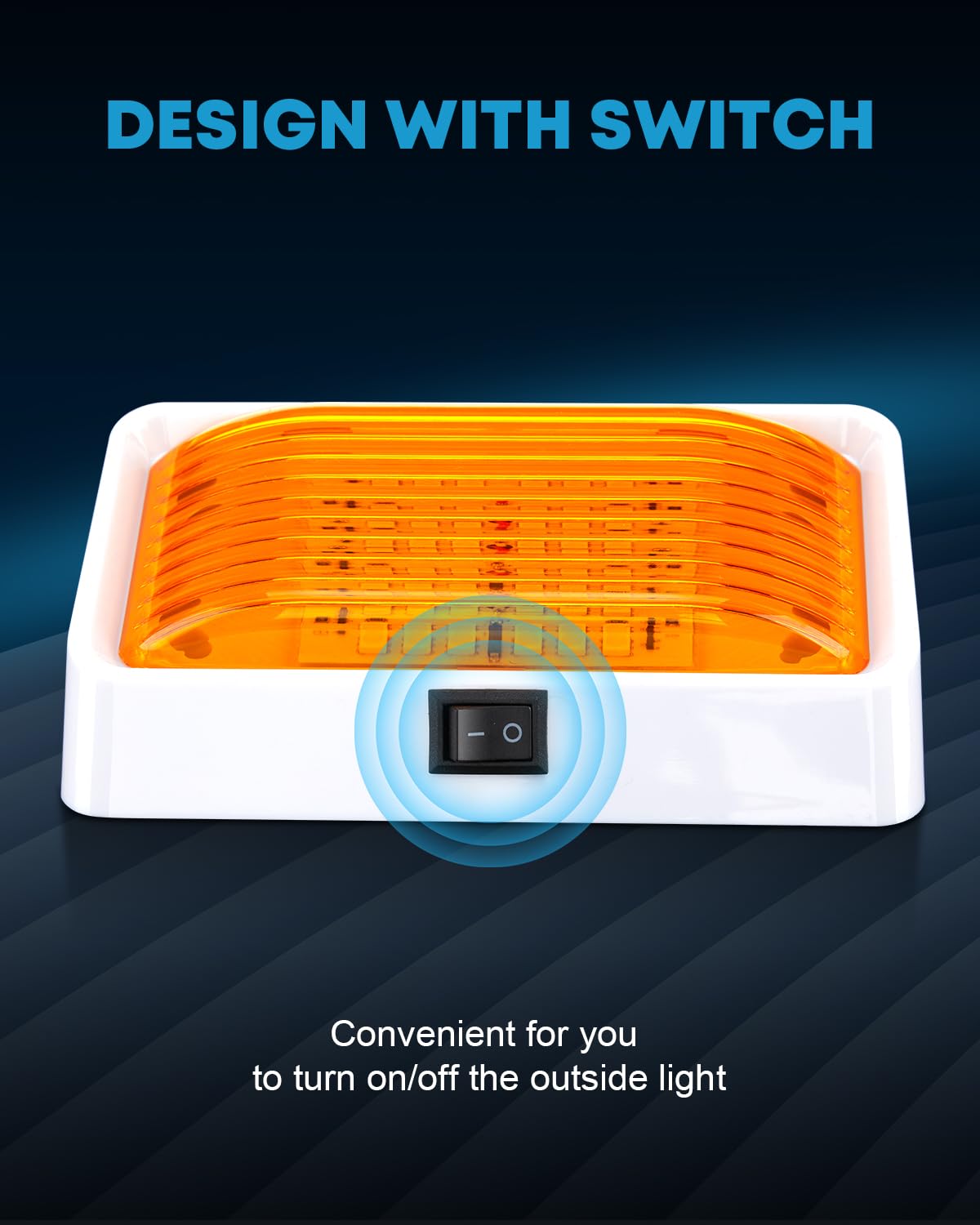 Kohree LED RV Porch Light, 320 Lumen, 12V, Plastic, Black Switch, Clear & Amber Lenses, Model HP425-HM-1