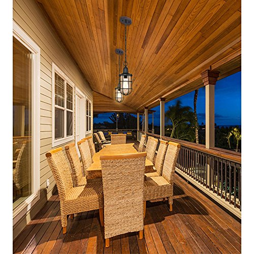 Westinghouse One-Light Outdoor Pendant, Textured Black Finish, Clear Seeded Glass