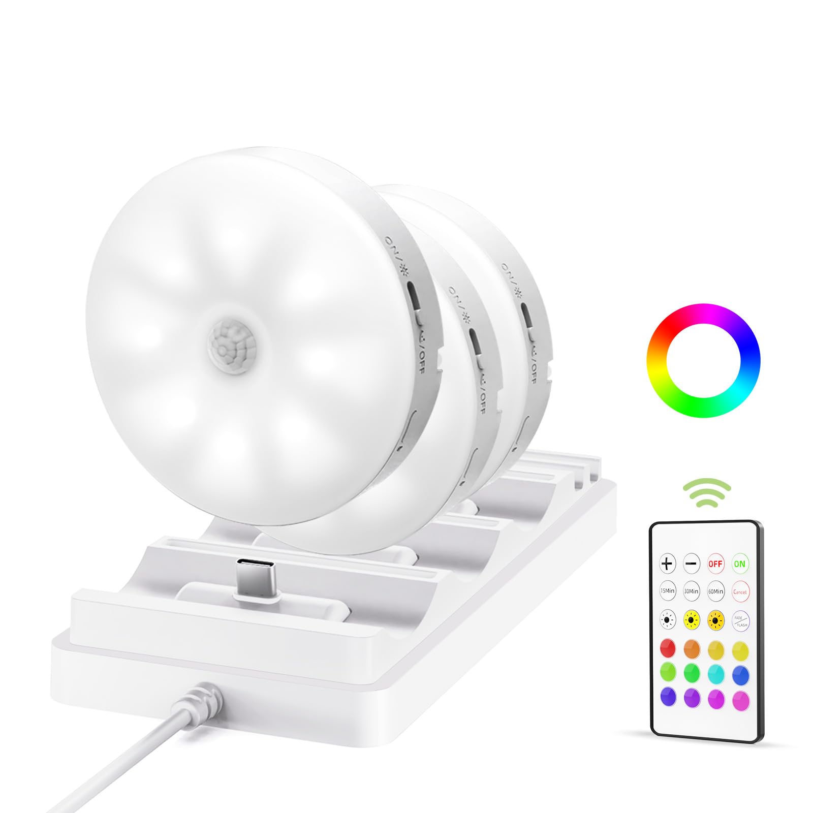 EZVALO Under Cabinet Lighting Puck Lights with Remote, 3 Color Temps, Dimmable Motion Sensor, 3 Packs, White, Model EZL2415A
