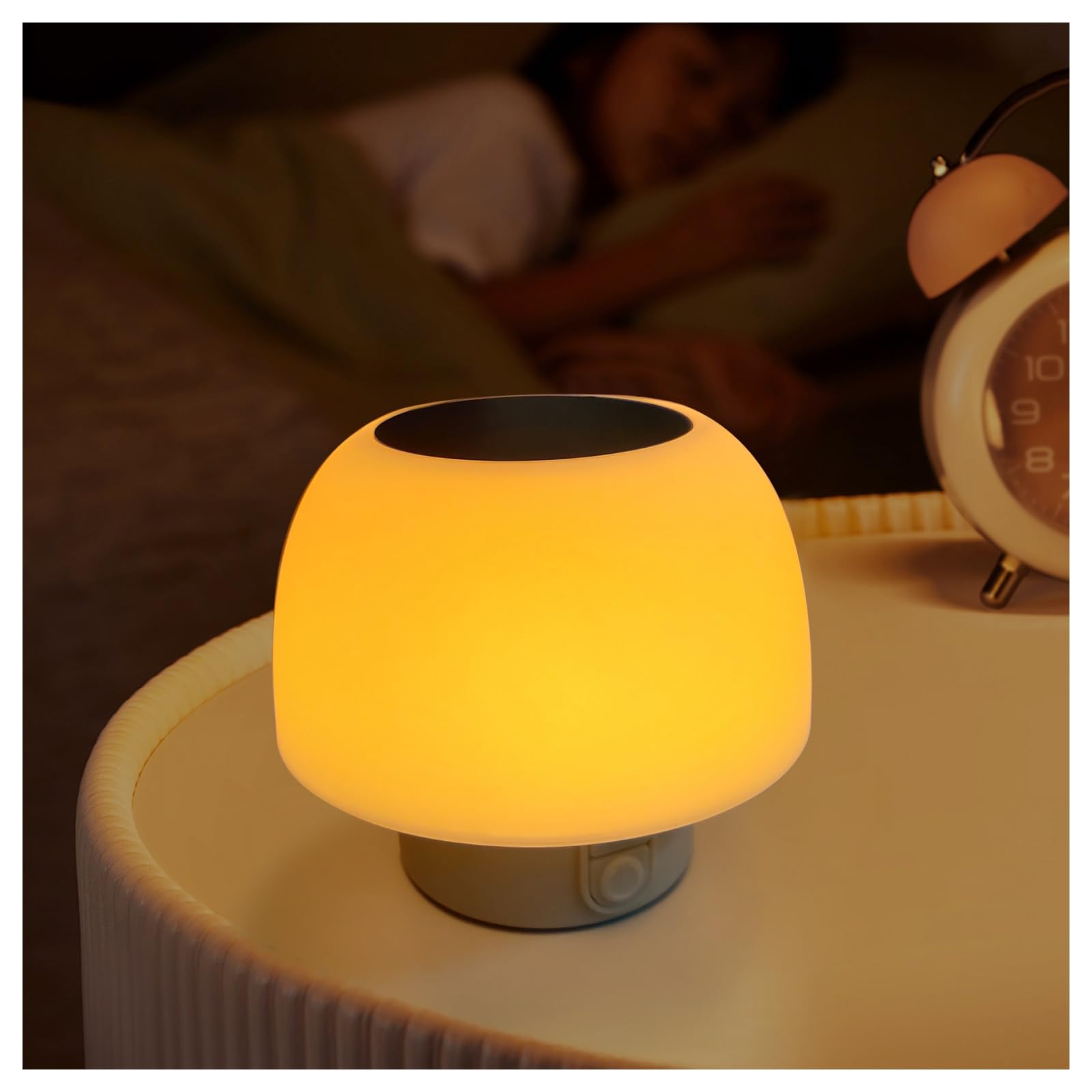 Portable Night Light, Dimmable 6 Color Lighting, Solar Energy Battery Rechargeable, Small Mushroom LED Lamp for Nursery, Baby, K