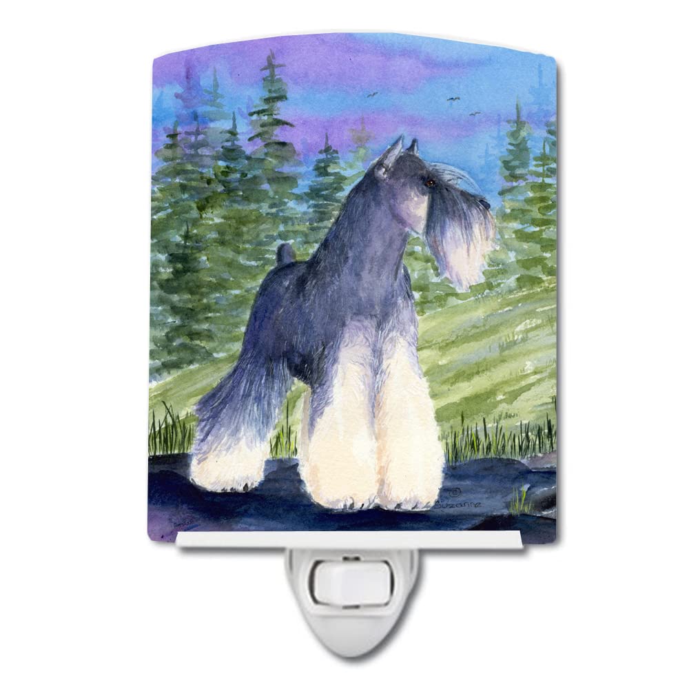 Caroline'S Treasures Ss1061Cnl Schnauzer Ceramic Night Light Compact, Ul-Certified, Ideal For Bedroom, Bathroom, Nursery, Hallway, Kitchen, 6X4X3, Multicolor