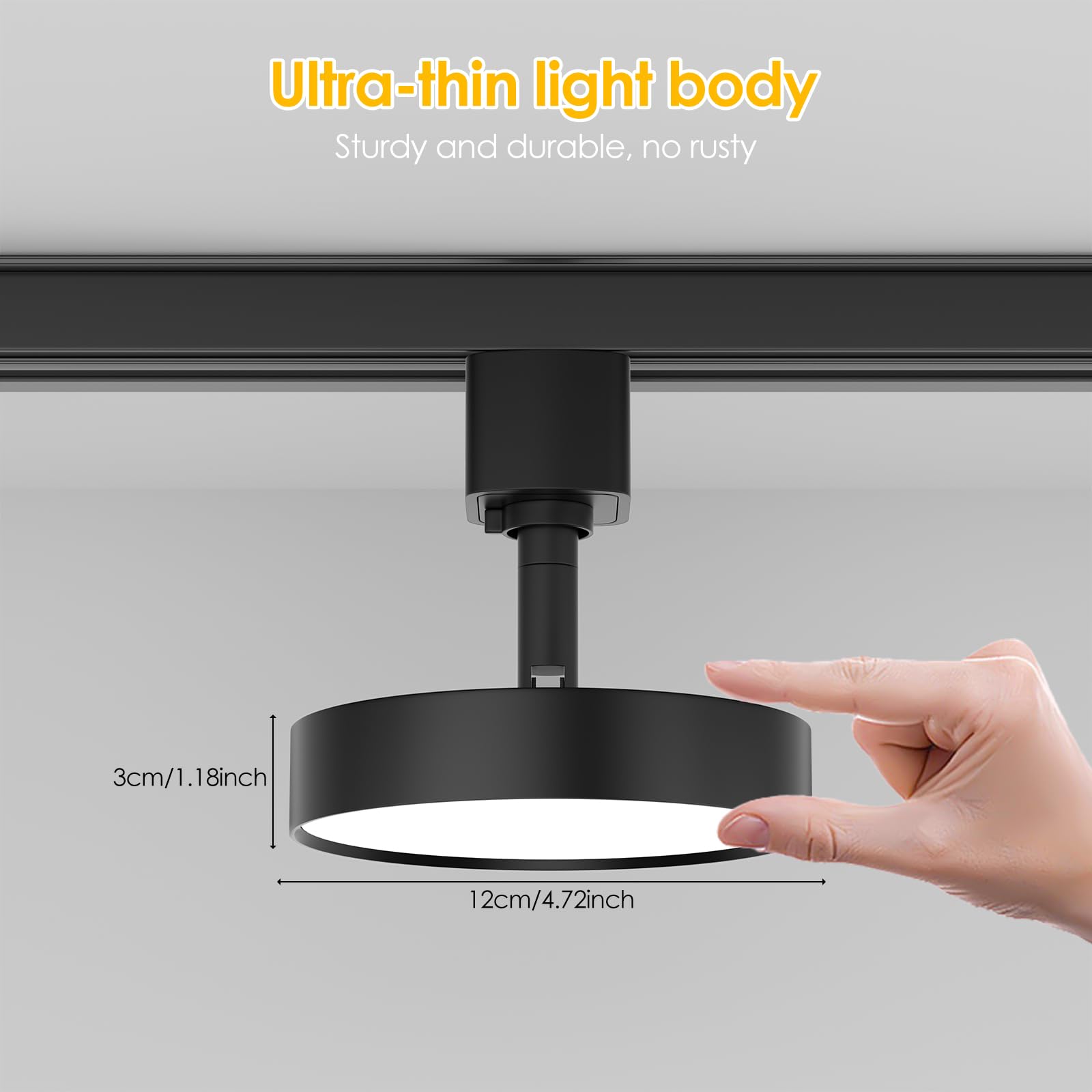TuyuBEE Dimmable LED Track Lighting Heads, 12W 1000lm, CRI90+ 3000K, H Type, Black, 4 Pack, Aluminum
