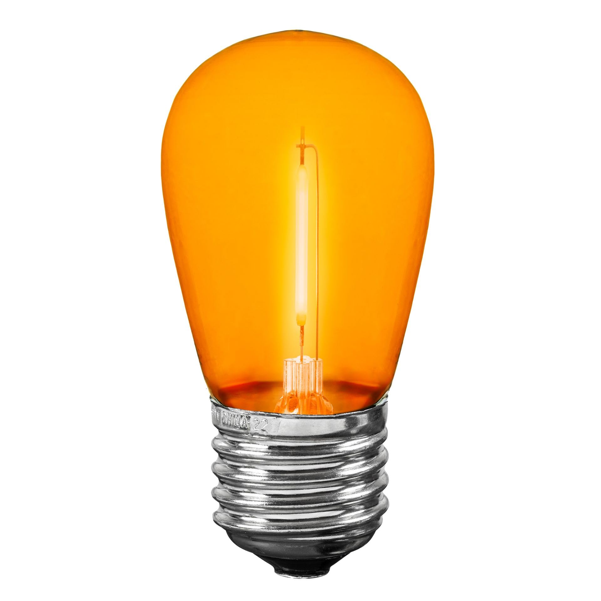 Novelty Lights S14 LED Replacement Bulbs, Shatterproof Plastic, 5 Pack, Orange, 30,000-Hour Lifespan