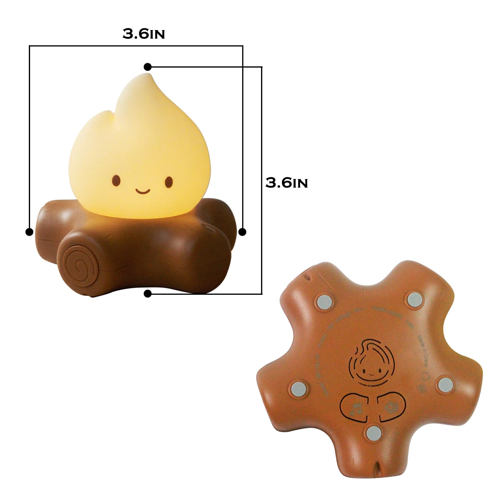 HPYDIY Campfire Lamp with White Noise, 5 Sounds, Rechargeable Night Light, Small Bonfire, White Noise Version, Silicone