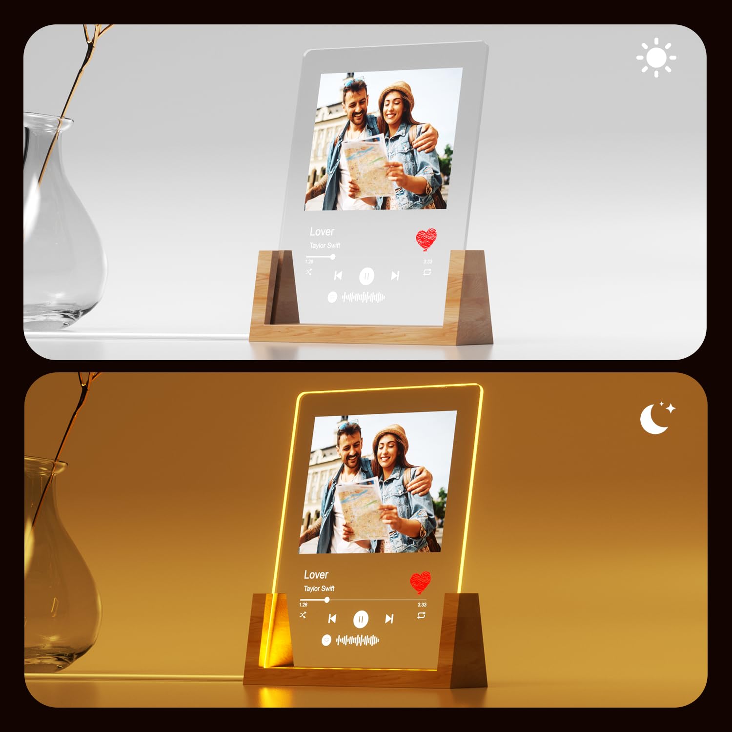 Ecavboc Personalized Night Light Led With Photo For Women Men Couple Family Boyfriend Girlfriend, Customizable Valentines Annive