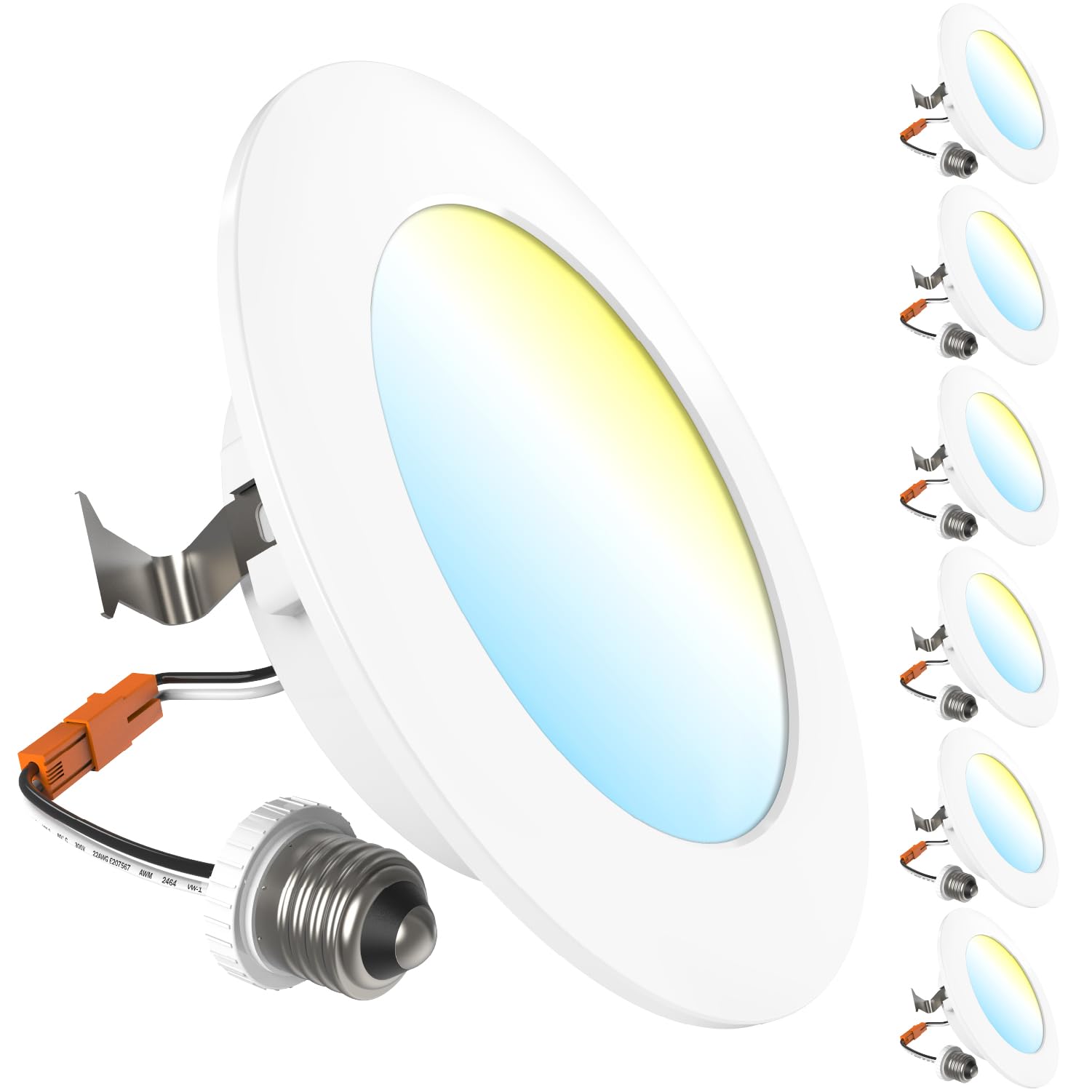 Sunco 6 Pack 4 Inch LED Flat Recessed Light, Retrofit Ceiling Can Lighting, 800 LM, Selectable CCT 2700K/3000K/4000K/5000K, Dimm