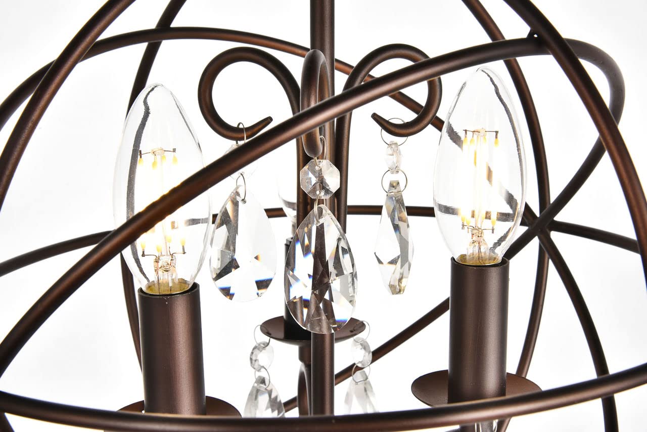 Elegant Lighting LD5015D12 Wallace 3 Light 11-13/16'' Wide Pendant  Dark Copper Brown