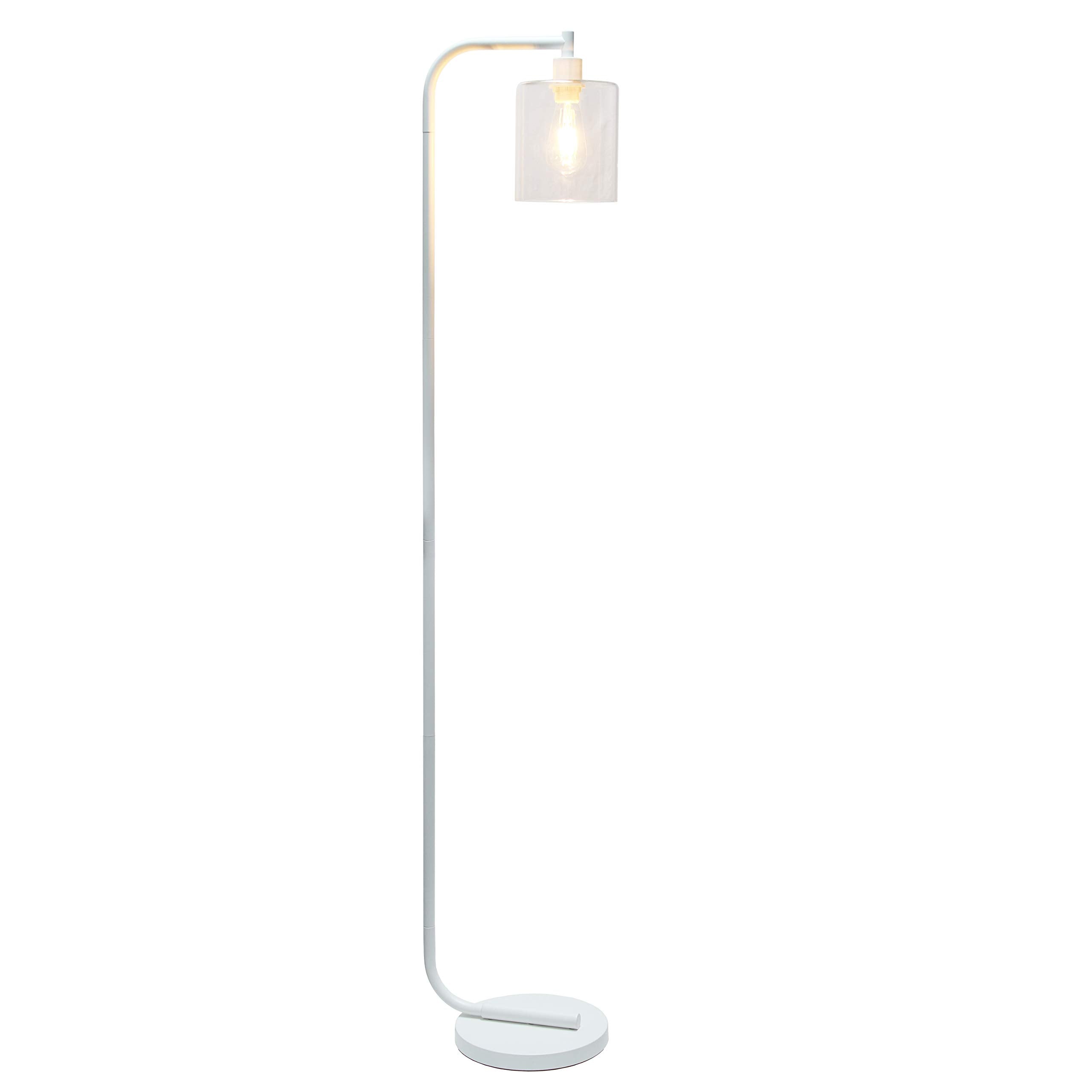 Simple Designs Floor Lamp - Antique Style Industrial Iron Lantern, White, 12 x 10 x 63, Model LF1036-WHT