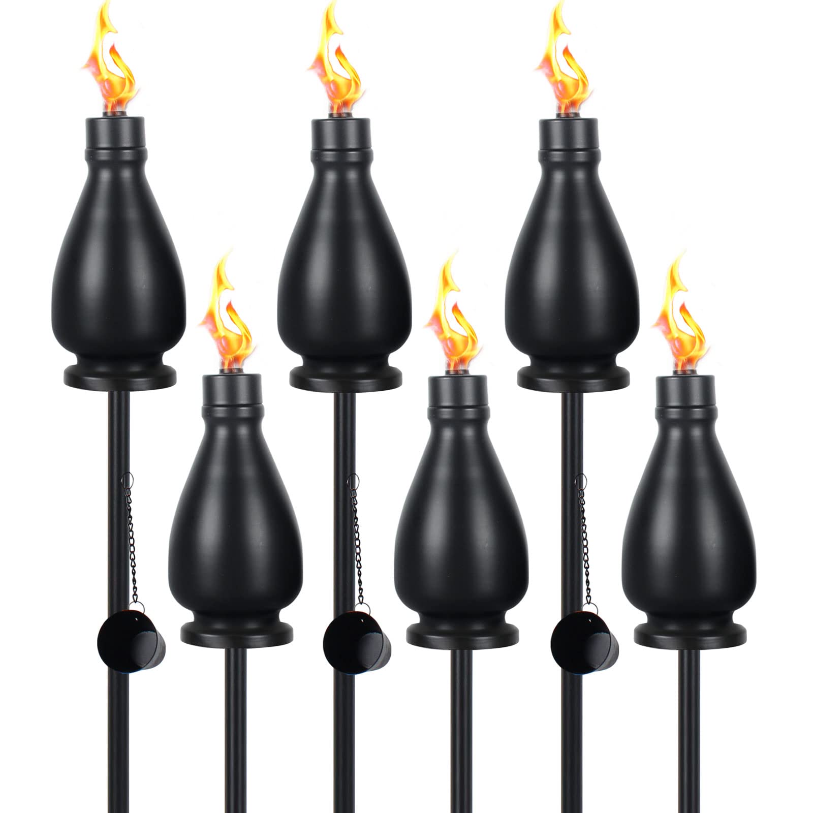Tewei 6 Pack Metal Citronella Torches Outdoor  60 Inch Garden Torches For Outside  Upgraded Metal Torch For Yard  Black Tabletop Torch Decorative Light For Backyard Pathway Patio Party