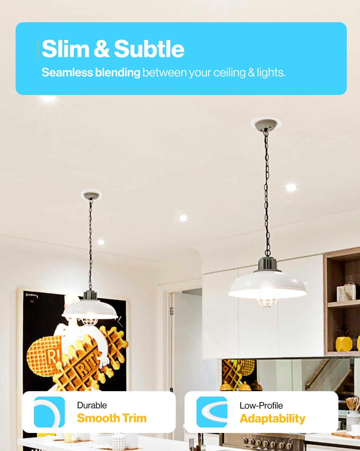 Sunco 6 Pack Goof Rings For 6 Inch Recessed Lights, Flush Mount White Can Light Trim Ring Cover, Outer Diameter 8.6 Inch, Inner